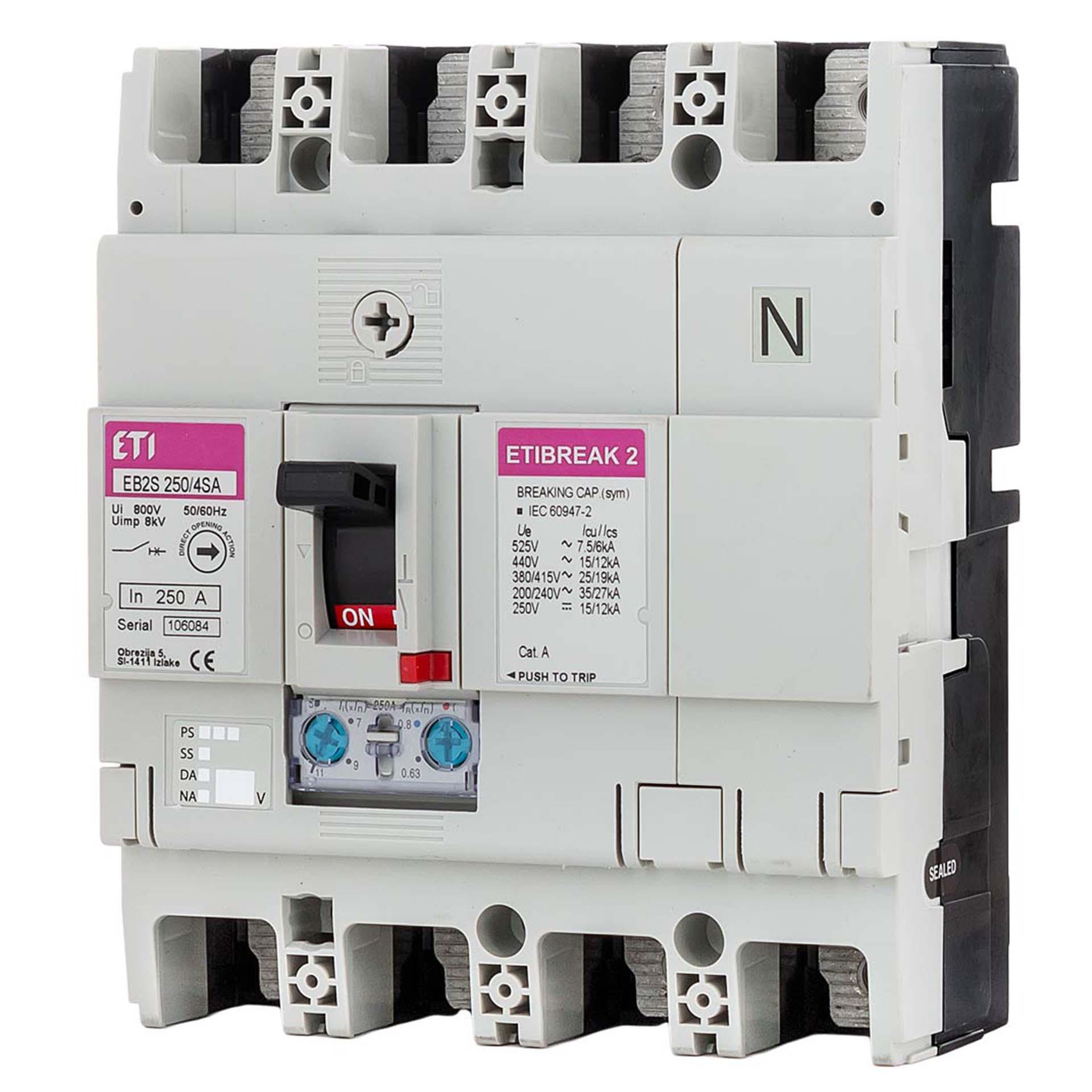 Leistungsschalter kompakt, EB2S 250/4SA 200A, Icu 25kA / Ics 19kA