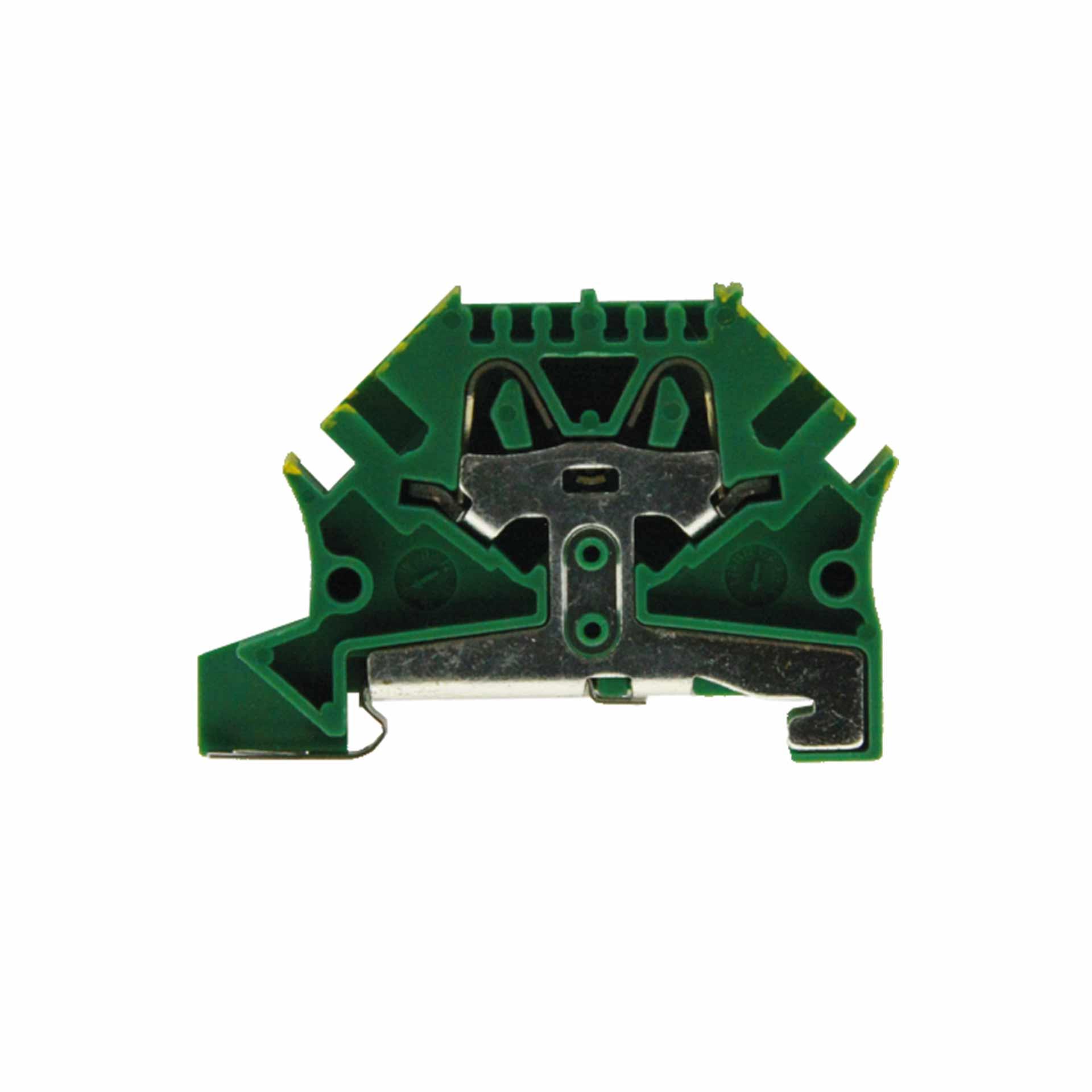 Push-in spring terminal 4mm², 2-conductor, green-yellow