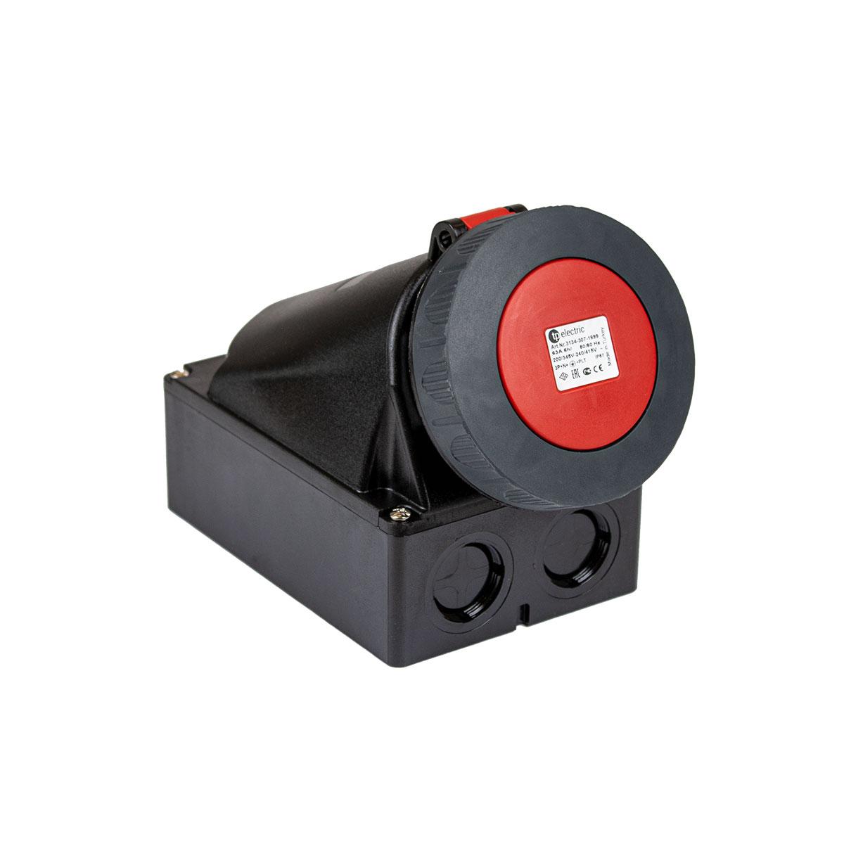 AP-Steckdose CEE 63A 5P 6h, 3PNE 400V, vernickelte Kontakte