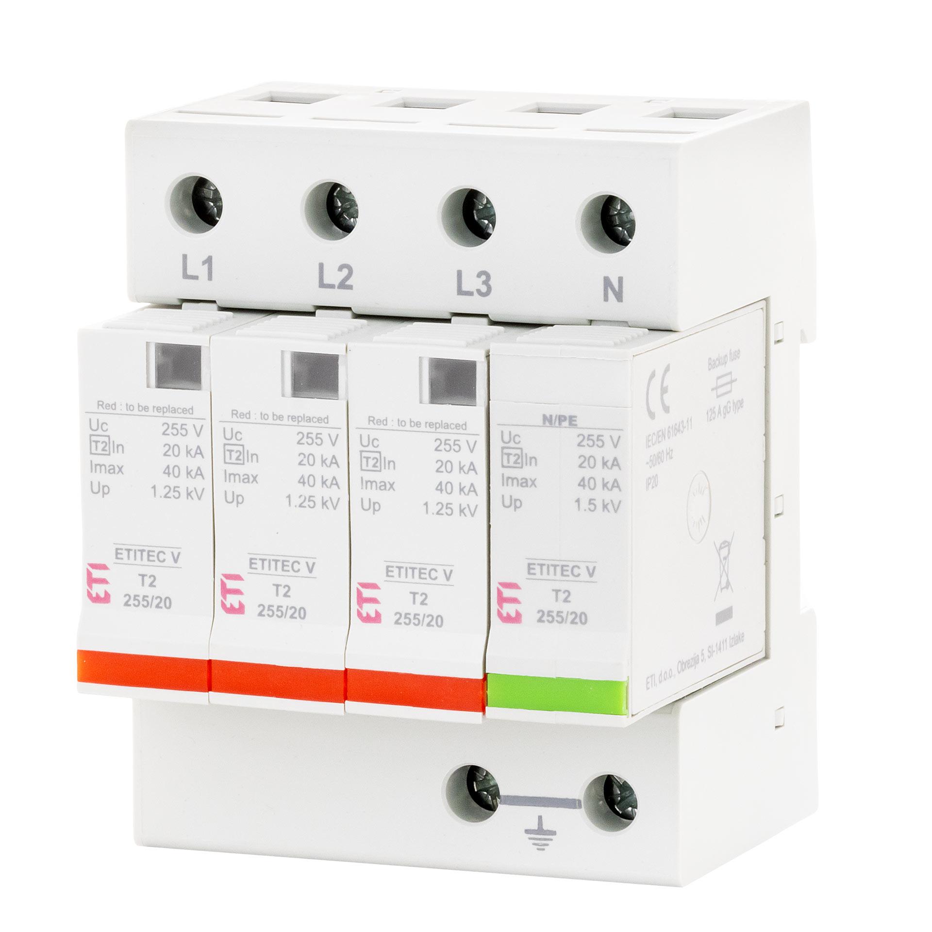 Überspannungsableiter Typ 2, ETITEC V C T2 255/20 3+1 RC, (TN-S & TT)