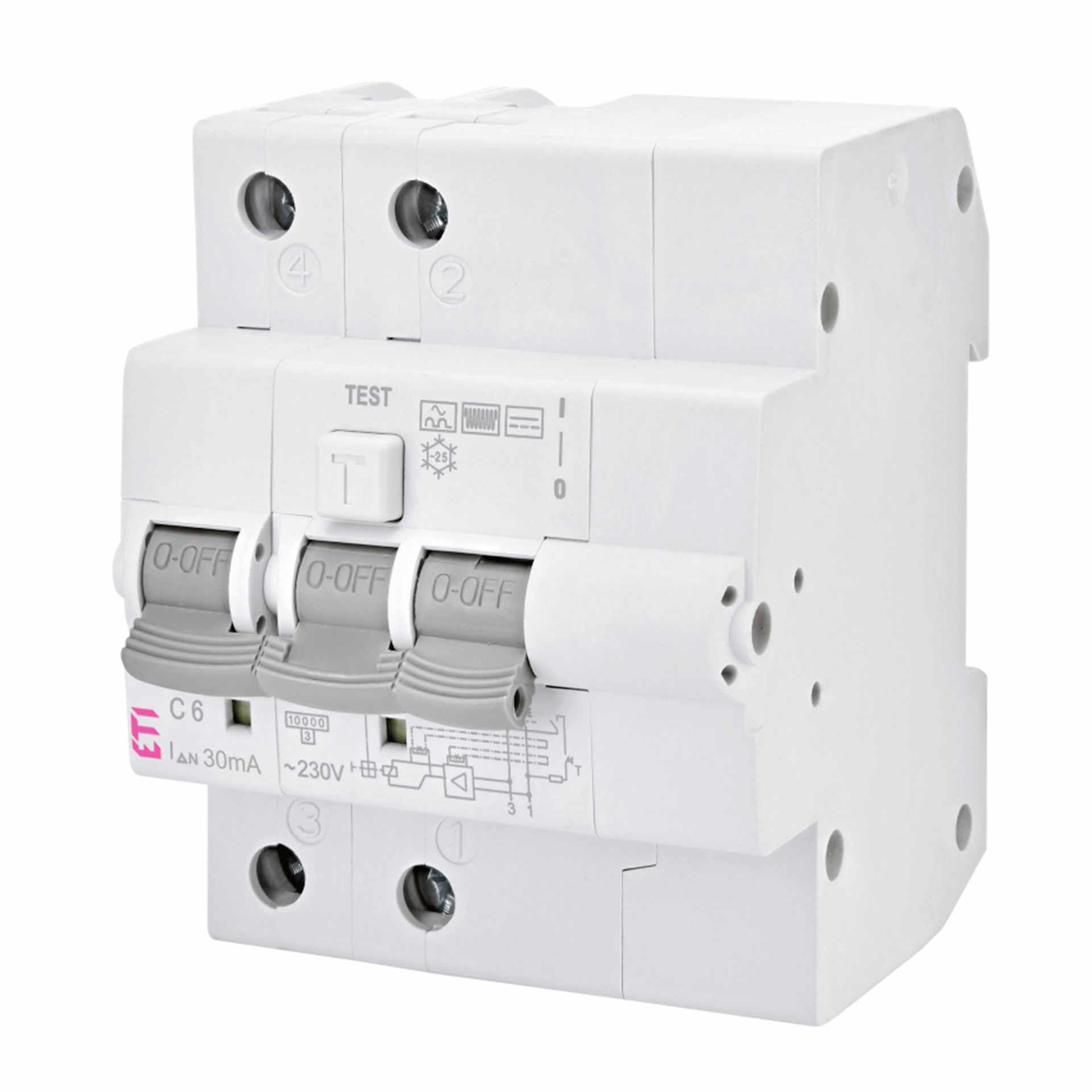 FI/LS,  KZS-4M, Typ-B, 2-polig, Charakteristik C / 6A, 10kA (0.03A)
