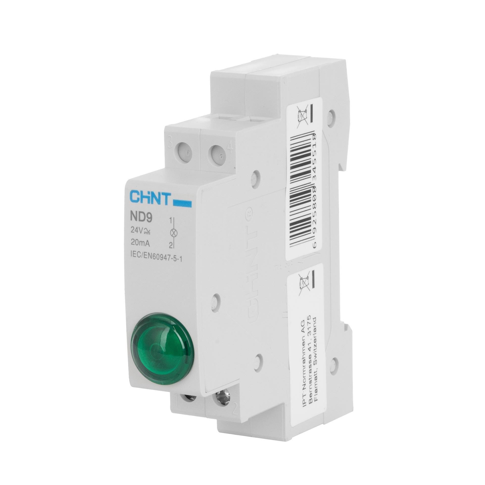 Chint REG Signal-Lampe (LED), 1-Modul, 230V AC/DC, grün, IP20, Typ ND9-1