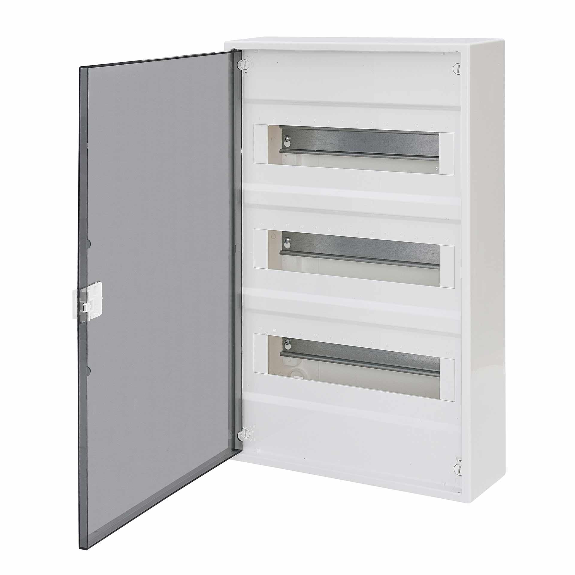 Aufputzverteiler mit transparenter Tür "ACT-36-PT", IP40, 3x12 Modul (36M)