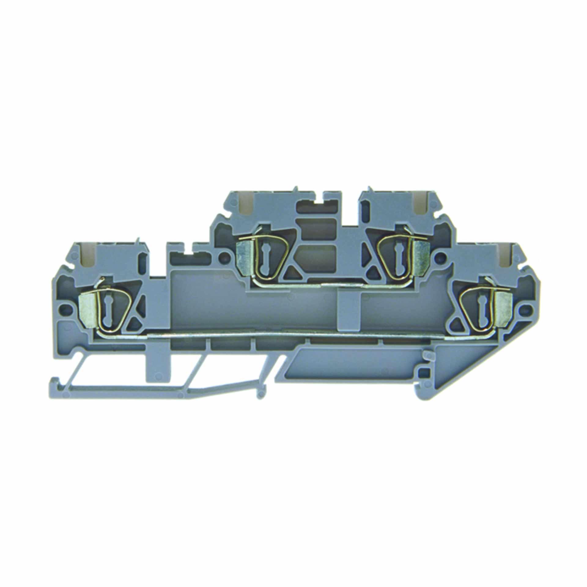 Doppelstock-Zugfederklemme DIN35 2.5mm², 2x2-Leiter, grau