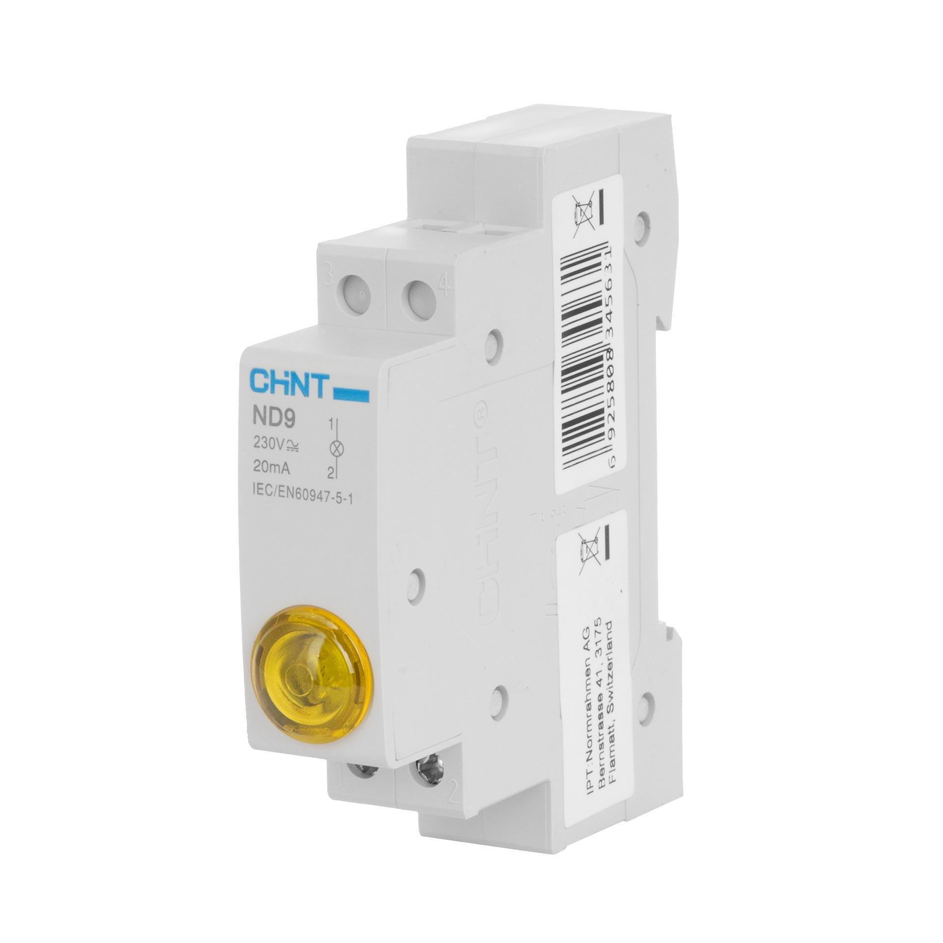 Chint REG Signal-Lampe (LED), 1-Modul, 230V AC/DC, gelb, IP20, Typ ND9-1