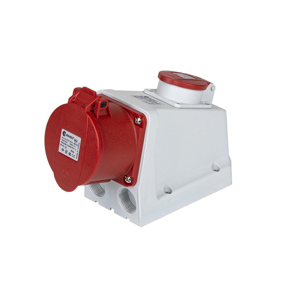 AP-Steckdose CEE 32A 5P 6h, 3PNE 400/230V mit T25, vernickelte Kontakte