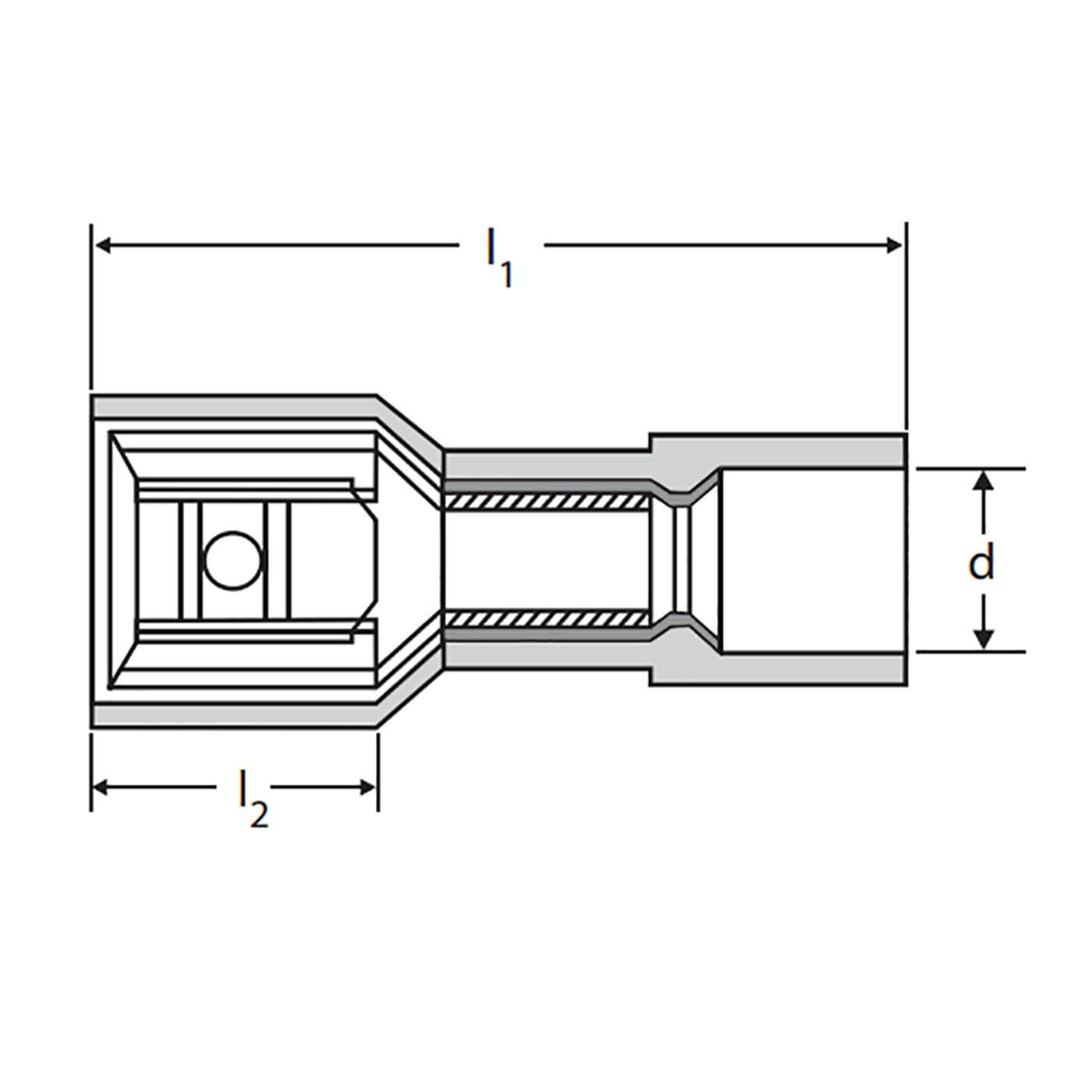 Vollisolierte Flachsteckhülse rastend PA, 0.5 - 1.5mm² / 6.3 x 0.8mm, Farbe rot