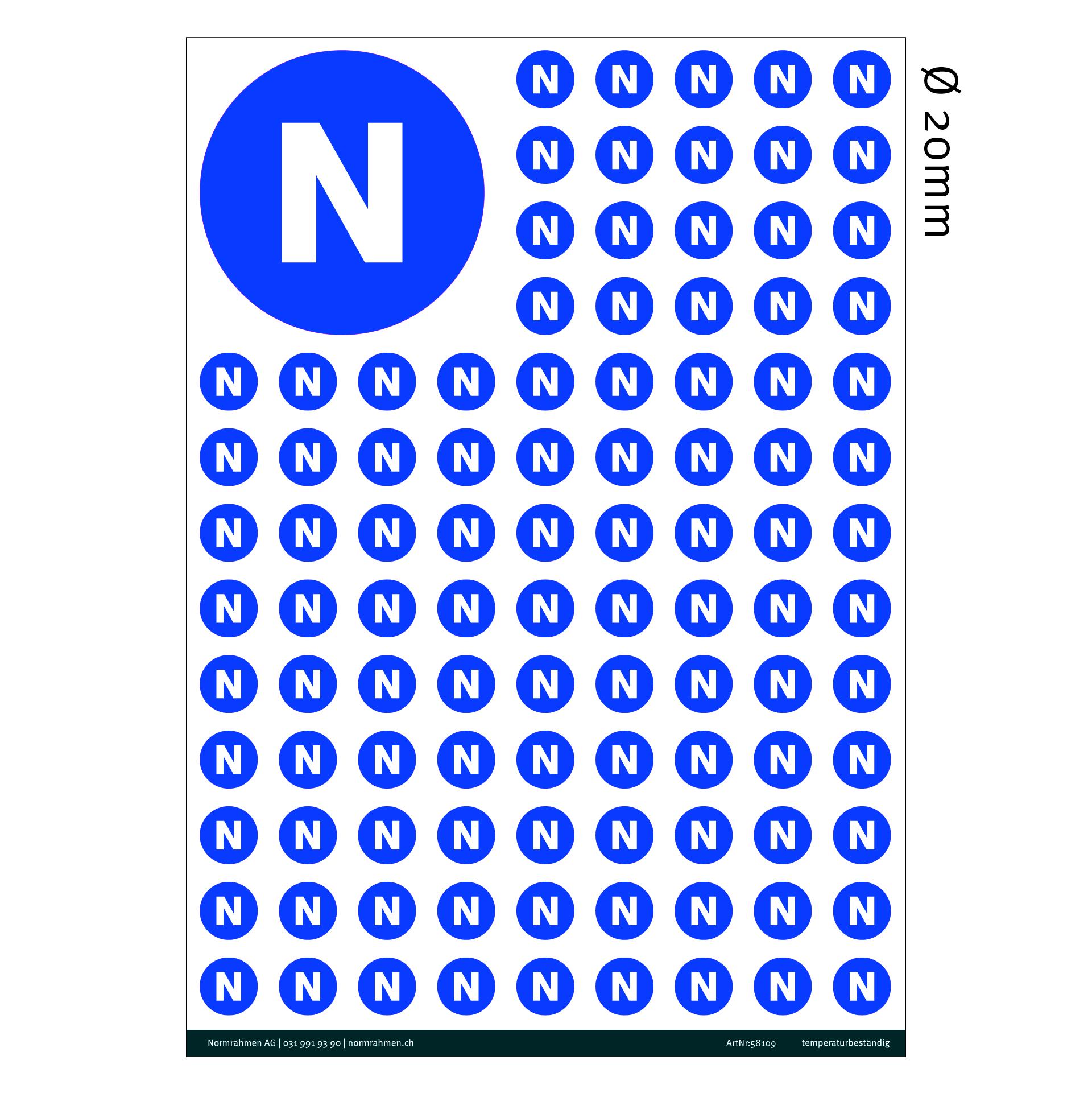 Neutralleiter N Ø 20mm,VPE 108 Stk. A4 Bogen