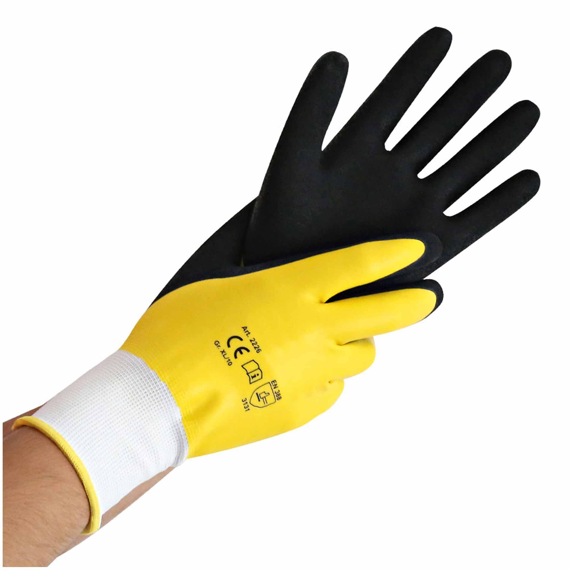 Arbeitshandschuhe "Wet Protect" S / 7 Gelb-schwarz 23cm
