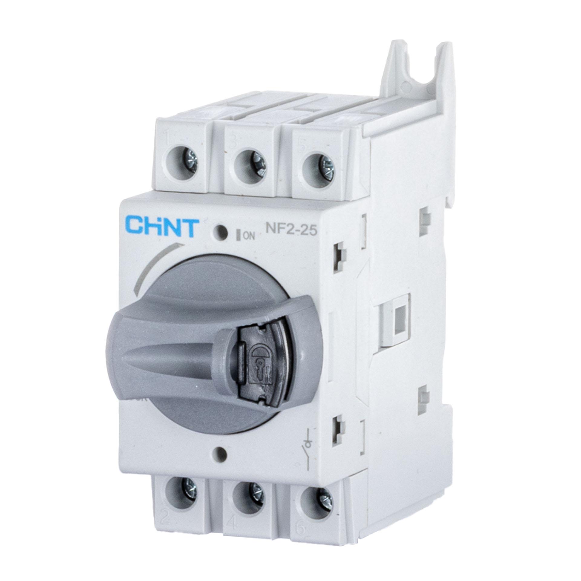 Chint Lasttrennschalter DIN 25A, 3P, 690V AC, IP20, mit abschliessb. grauem Drehgriff, NF2-25/3DIR