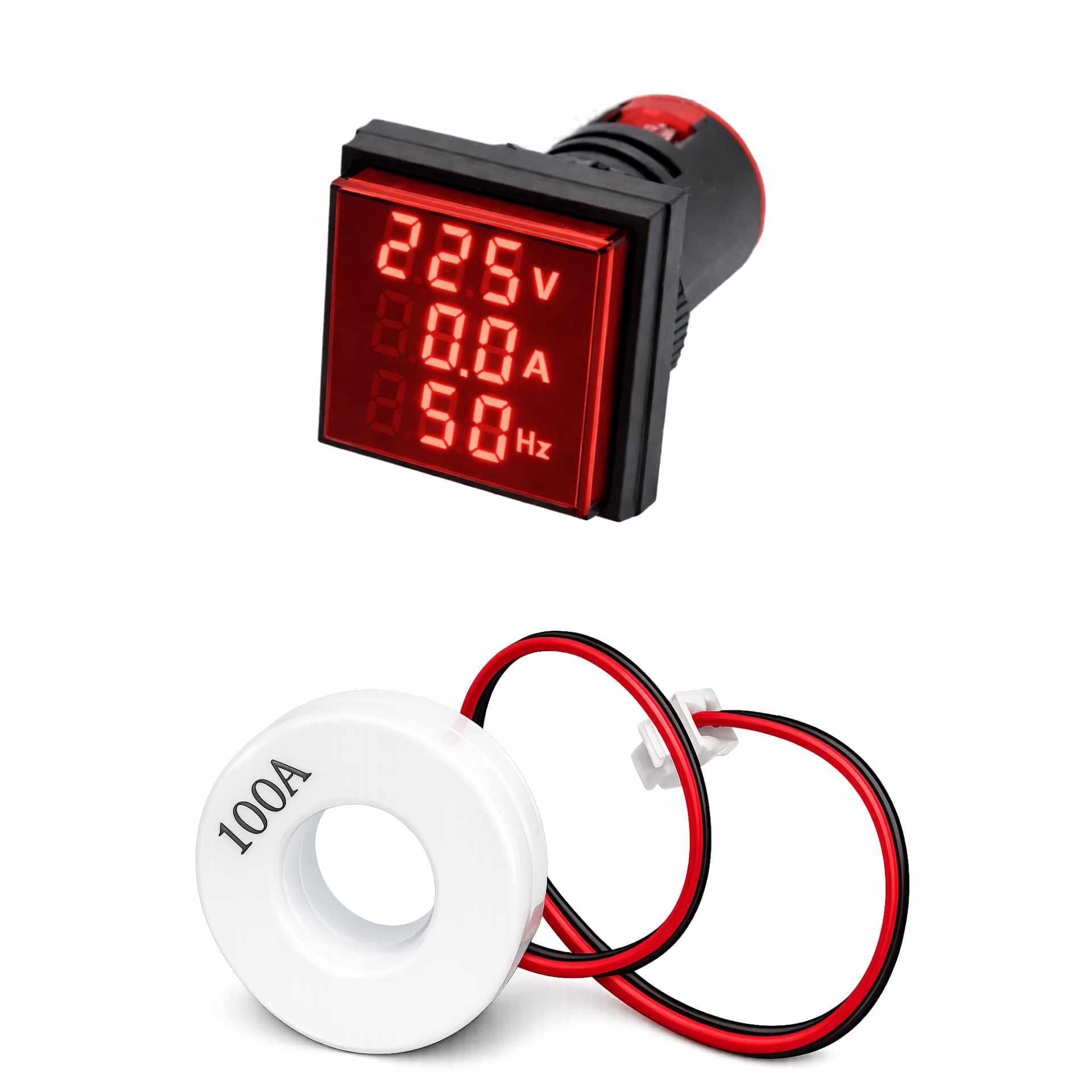 Chint Digitale LED-Einbauanzeige 22mm, Strom / Spannung / Frequenz, quadratisch, rot