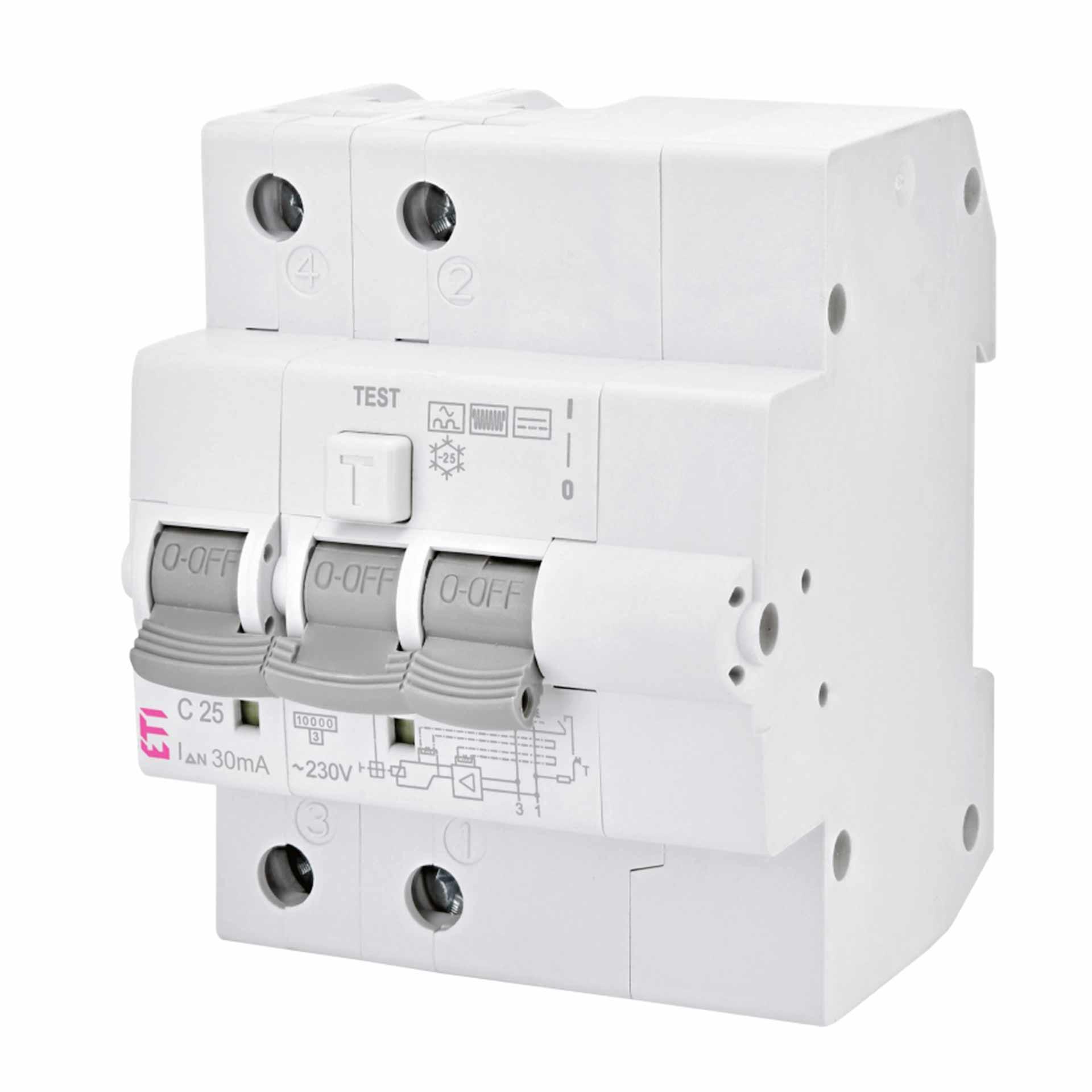 FI/LS,  KZS-4M, Typ-B, 2-polig, Charakteristik C / 25A, 10kA (0.03A)