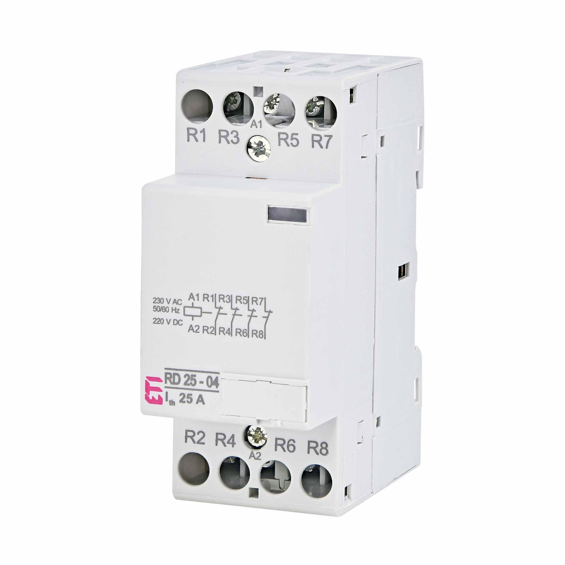 Installationsschütz 4-polig, 25A, (AC1, 400V), RD25-04 230V AC/DC