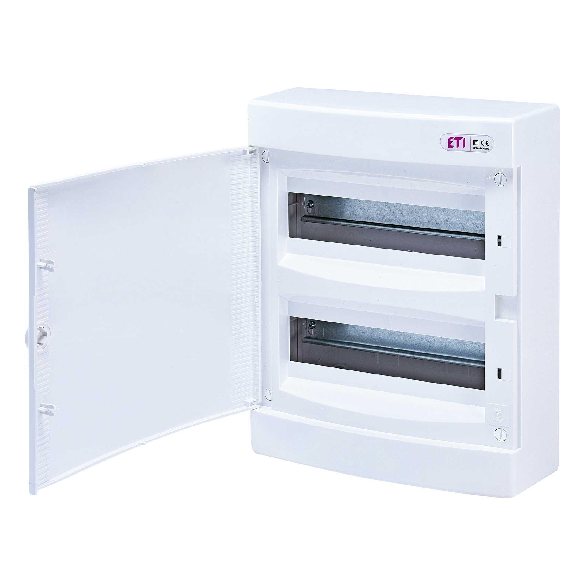 Aufputzverteiler mit weisser Tür "ECT-24-PO", IP40, 2x12 Modul (24M)