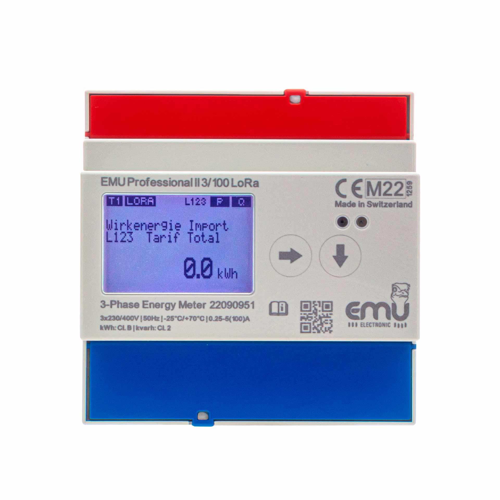 Energiezähler EMU Professional II 3/100, LoRa, MID B+D Zulassung, 100A Direktmessung 3PN
