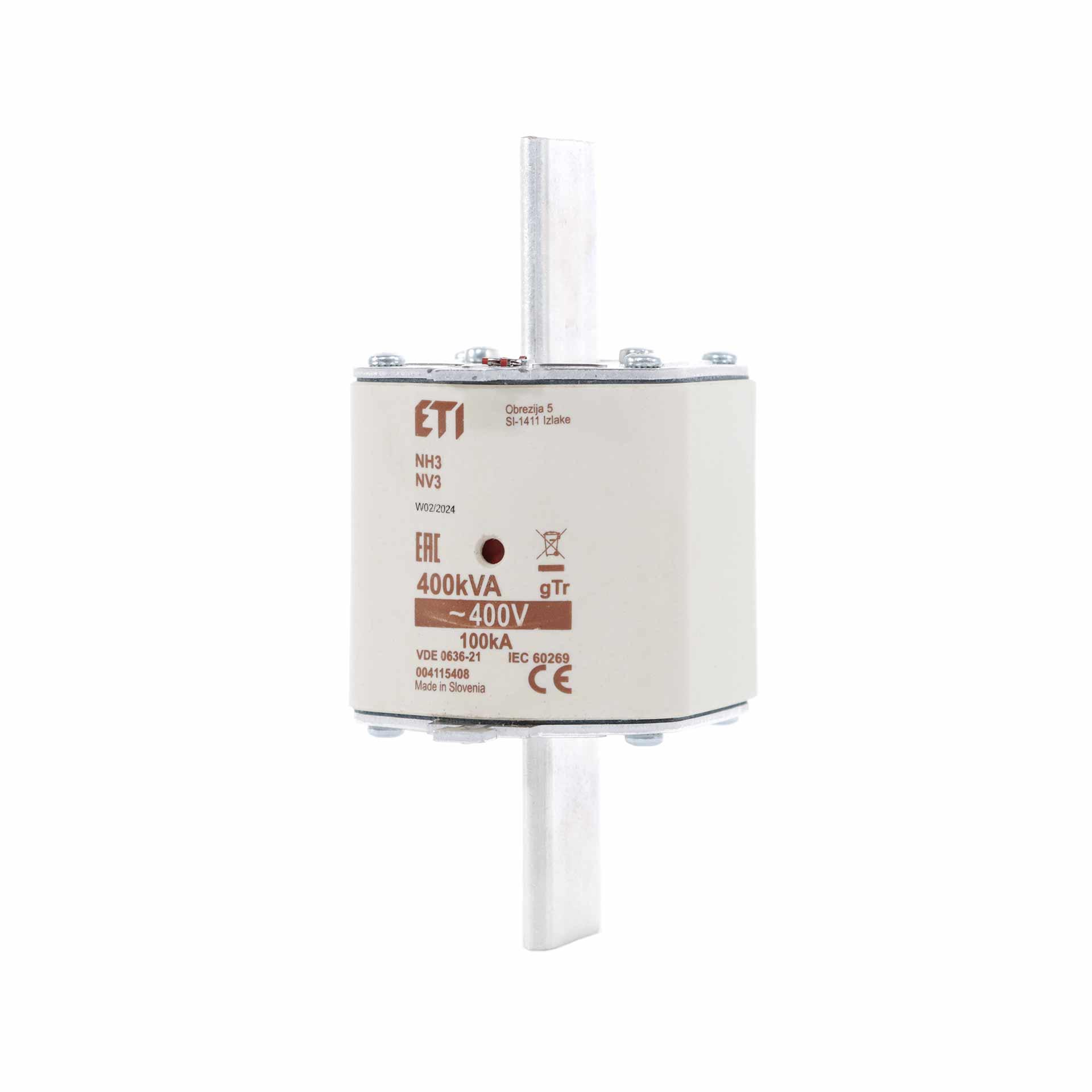 NH fuse size 3, 577A for transformer protection 400kVA, gTr