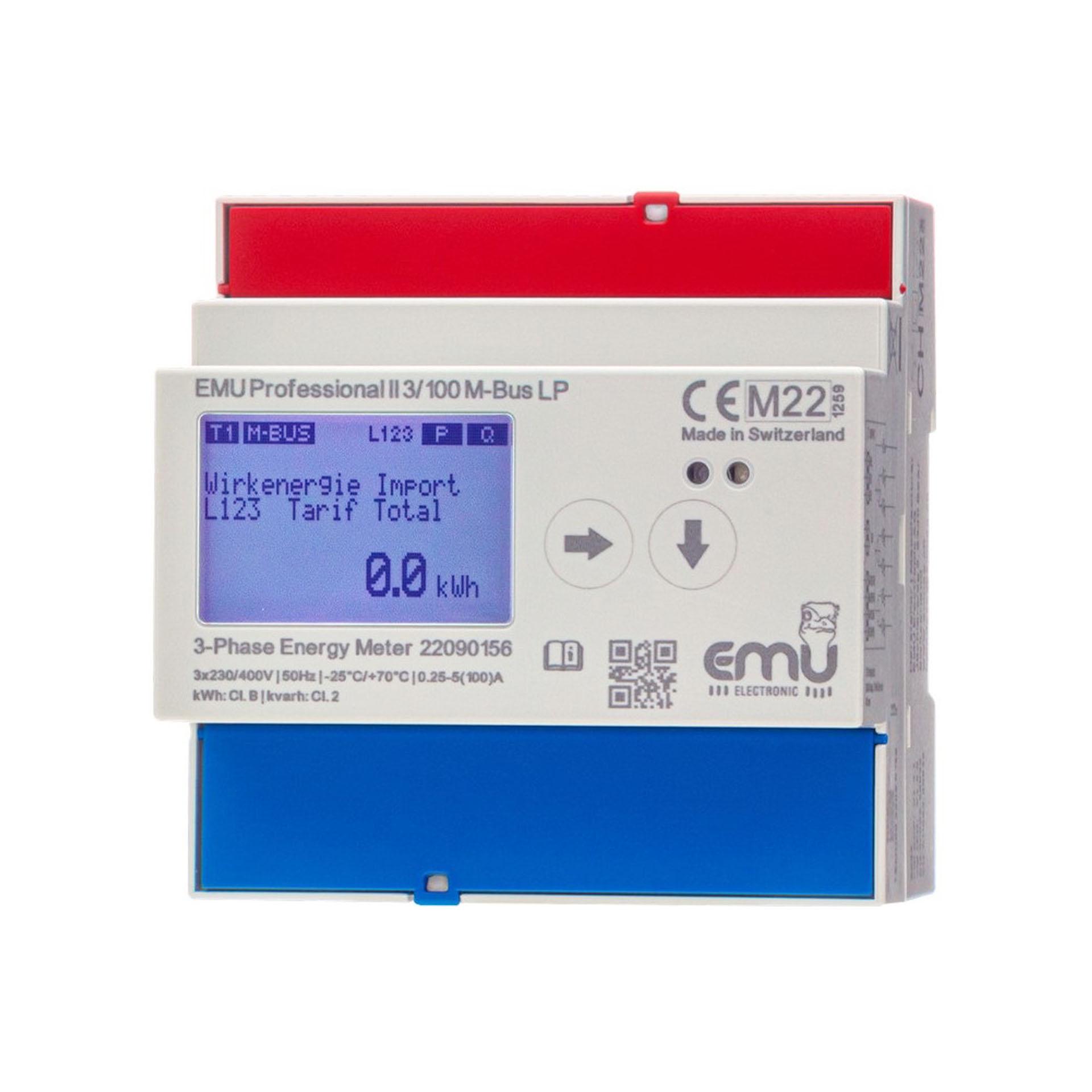 Energiezähler EMU Professional II 3/100, M-Bus LP , MID B+D und PTB-A 50.7 Zulassung, 100A, 3PN