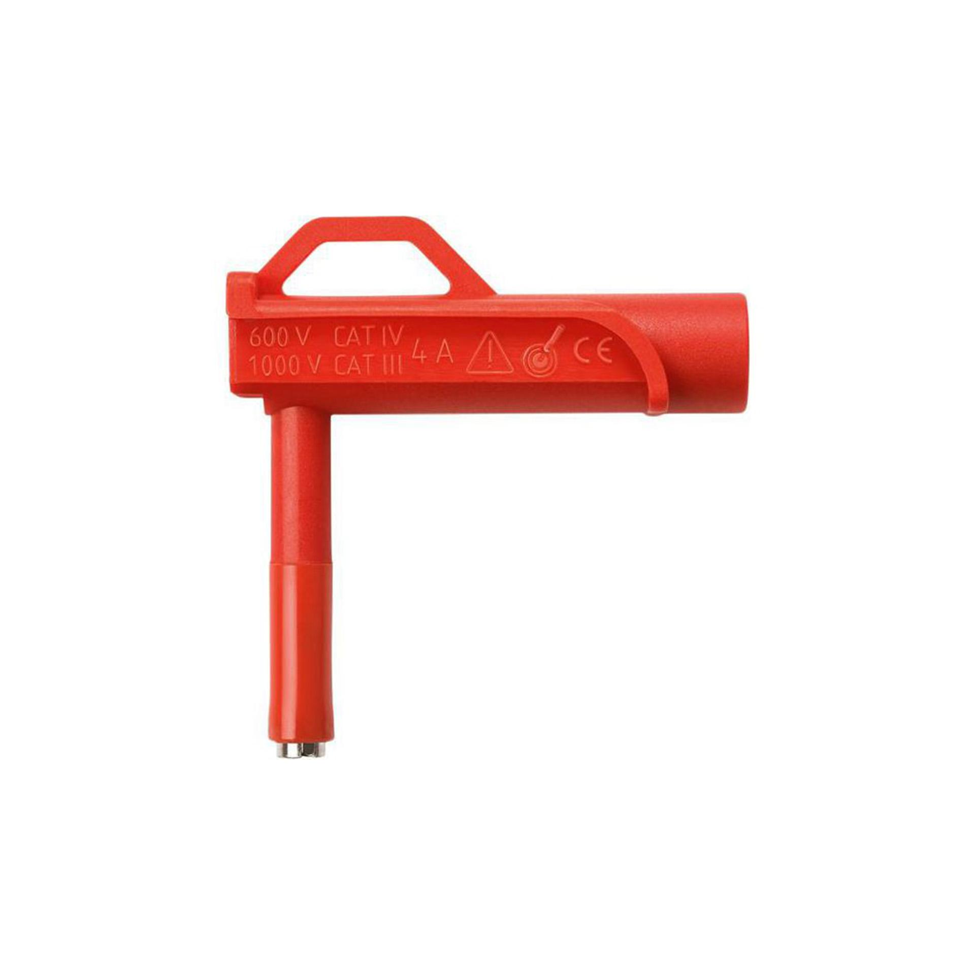Magnetischer Adapter mit Sicherheitsbuchse zur Kontaktierung von Schraubenköpfen, Buchse ø 4mm, rot