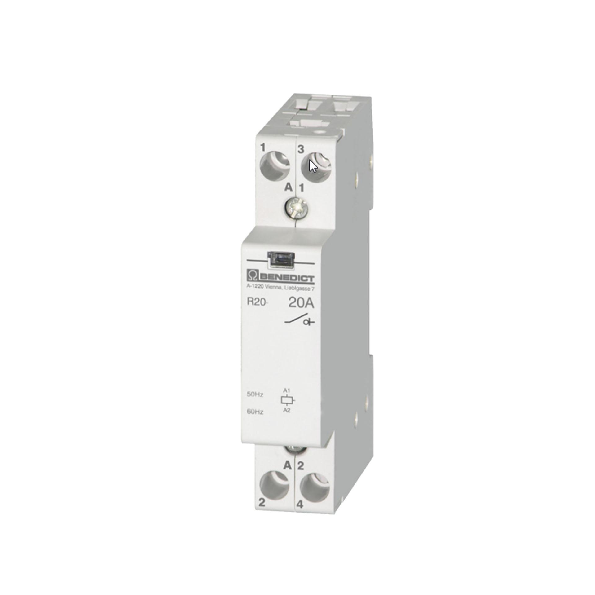 Installationsschütz 2-polig, 2S, 20A AC1, R20-20 230V AC