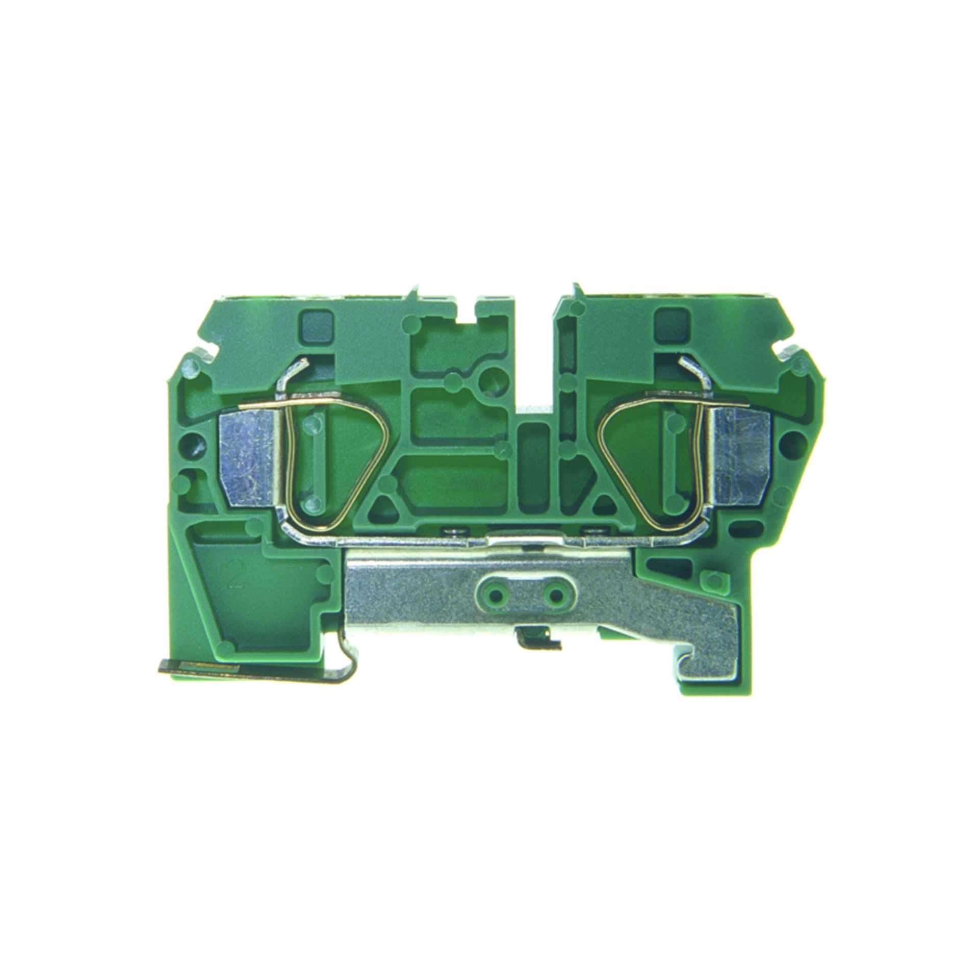PE-Zugfederklemme DIN35 6mm², 2-Leiter, grün
