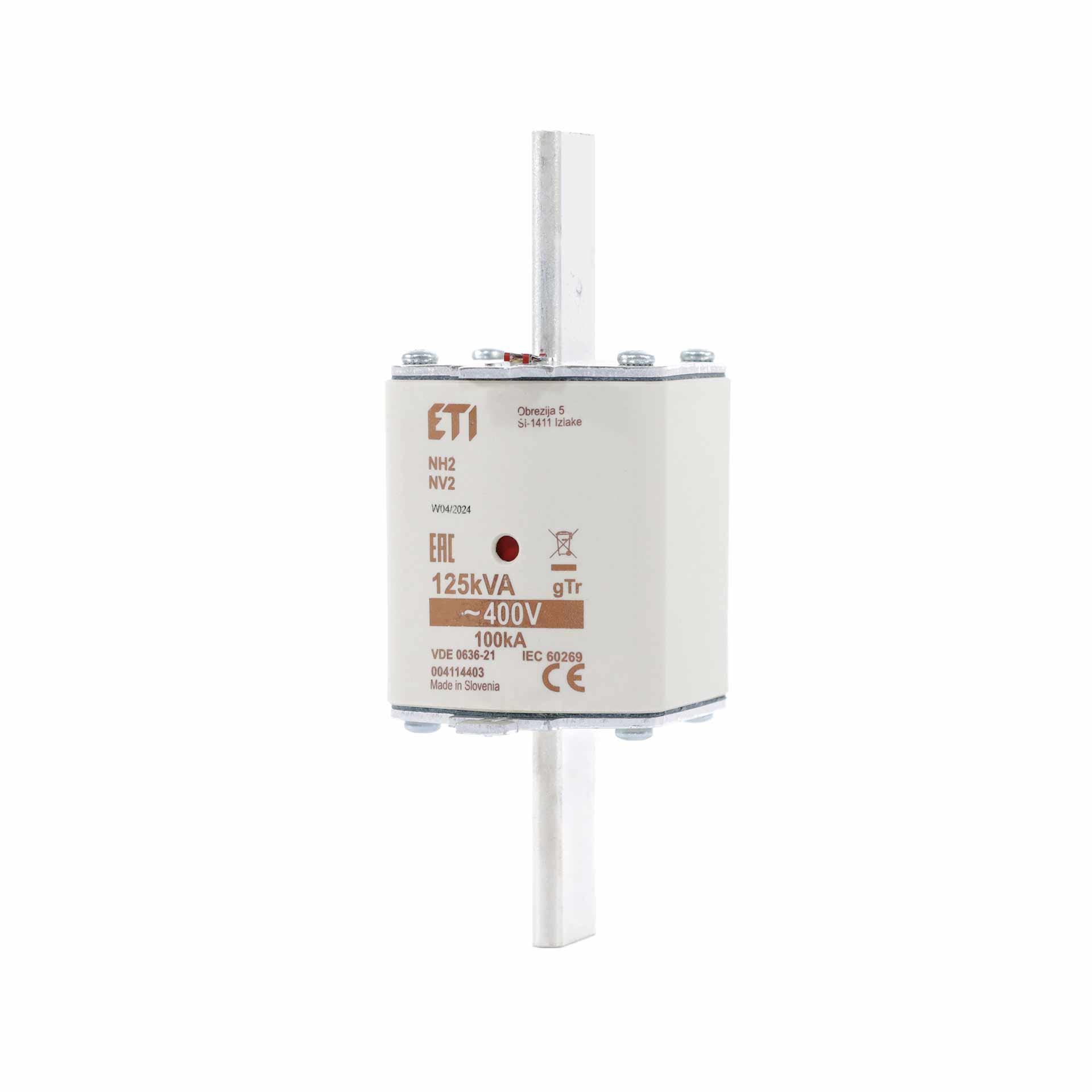 NH fuse size 2, 180A for transformer protection 125kVA, gTr