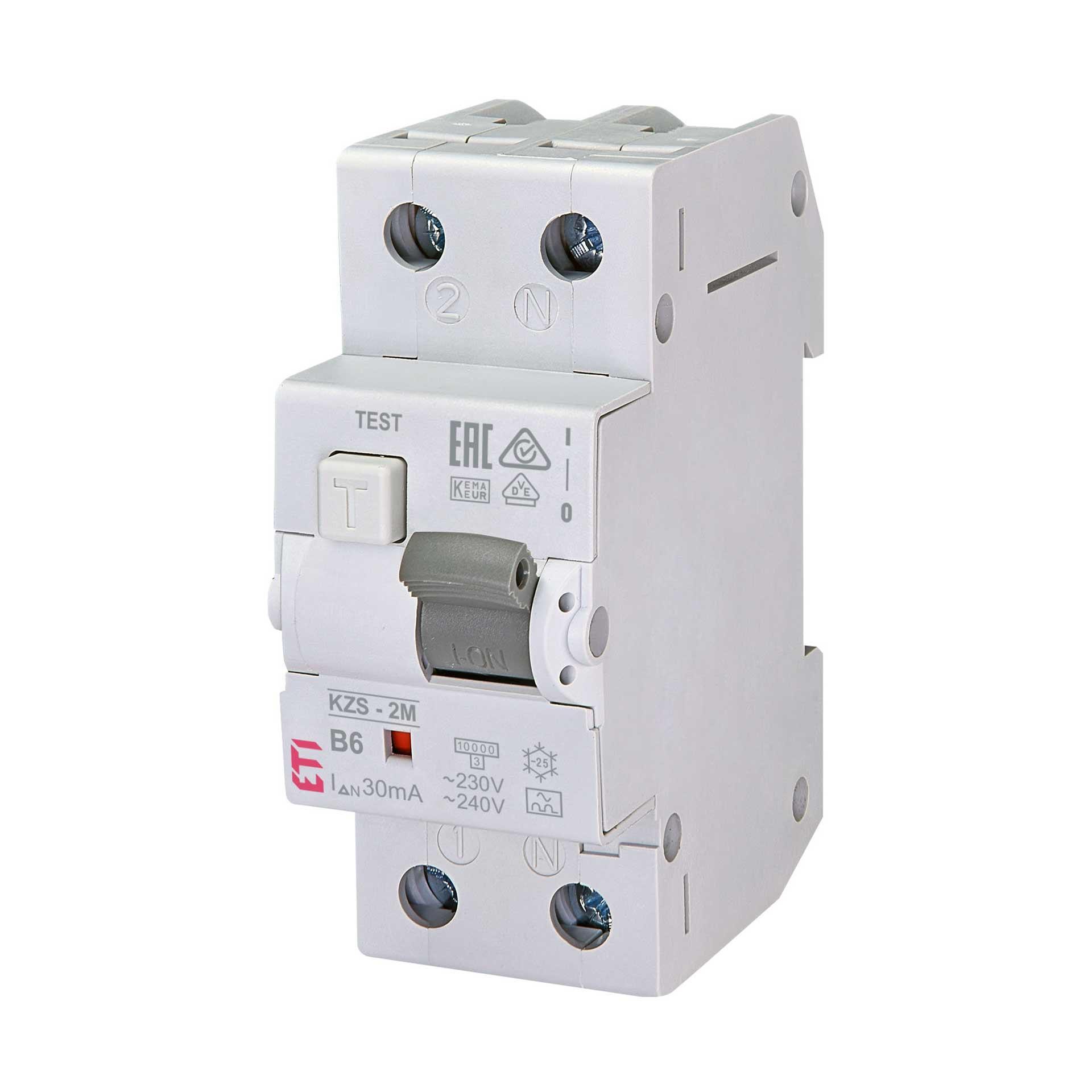 FI/LS,  KZS-2M, Typ-A, 1-polig+N, Charakteristik B / 6A, 10kA (0.03A)