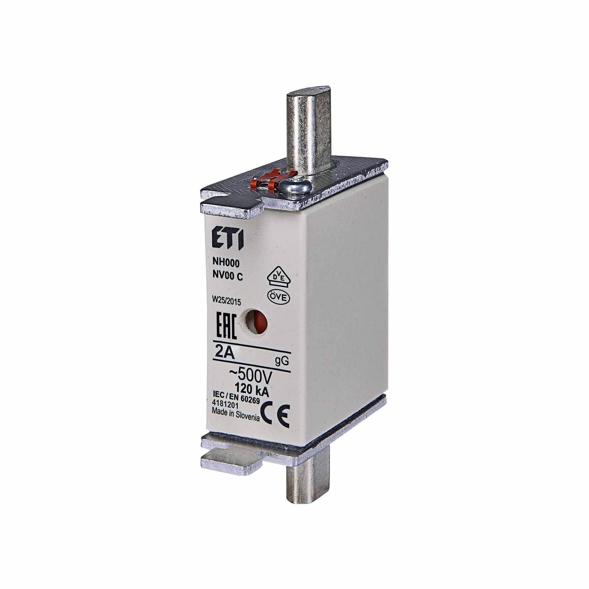 NH-Sicherung Gr. 000 2A, Charakteristik gL-gG 500V