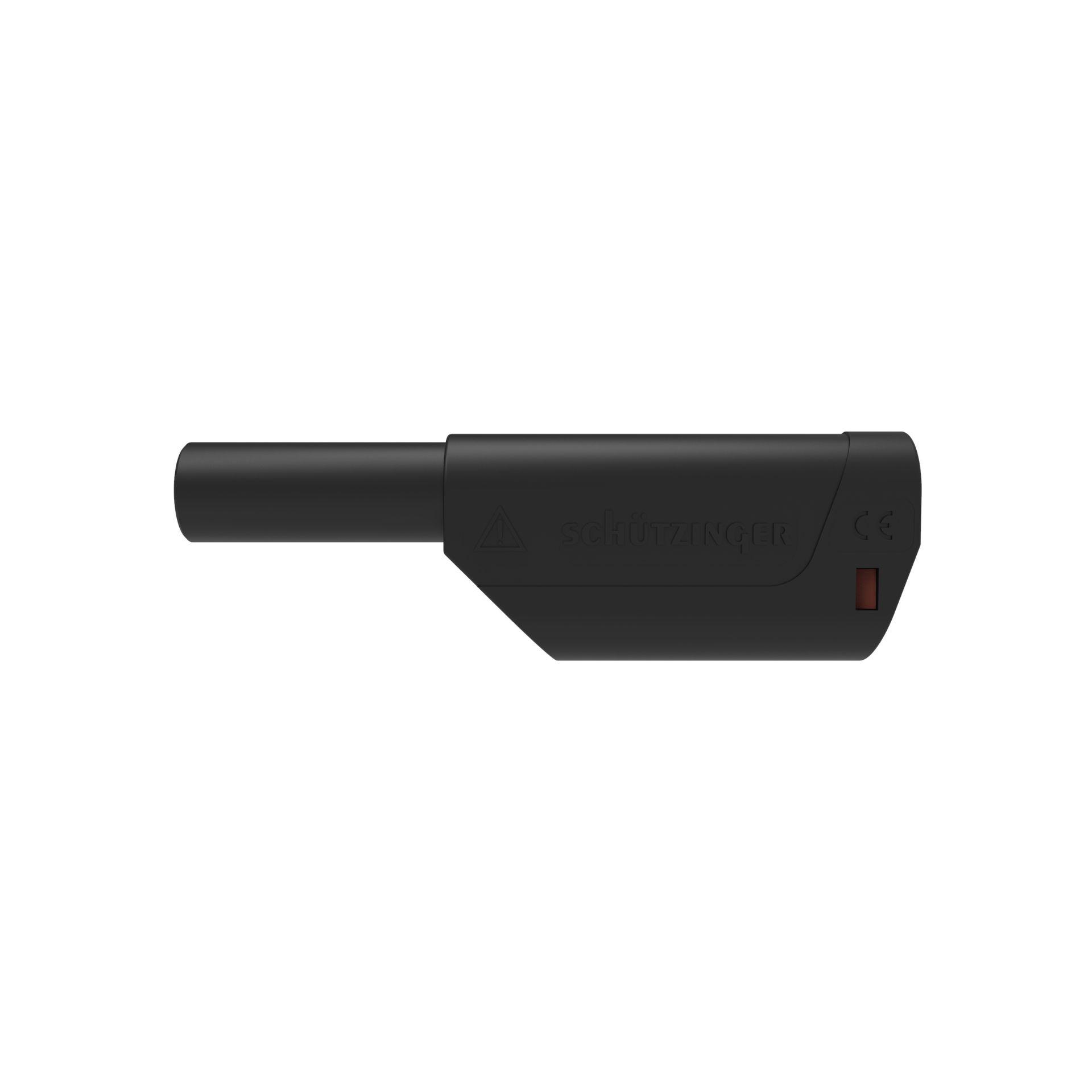 Sicherheits-Federkorbstecker ø 4mm, gerade mit axialer Zusteckbuchse, Lötanschluss bis 2.5mm2, schwa