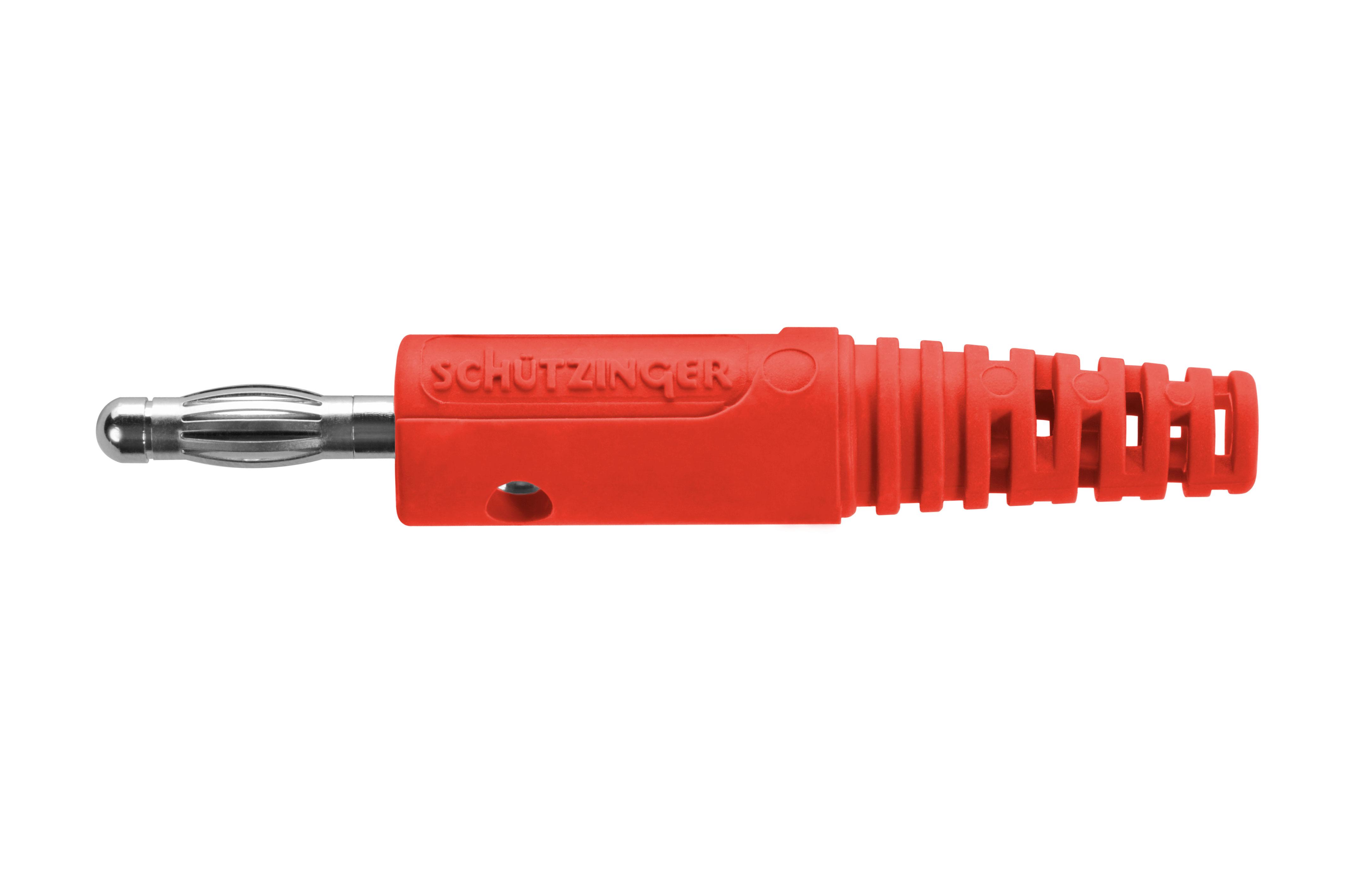 Federkorbstecker gerade ø 4mm, mit Lötanschluss bis 2.5mm2 rot