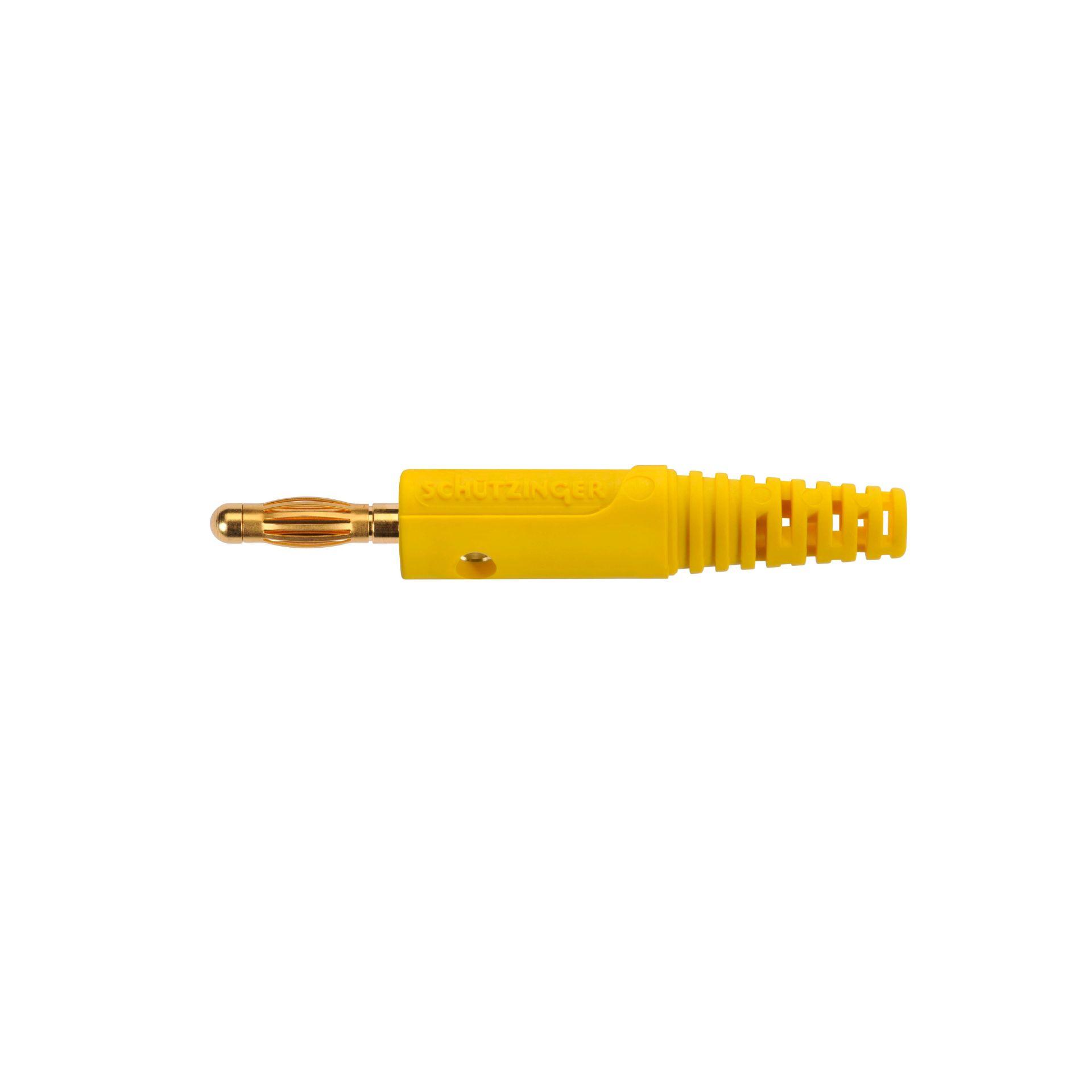 Federkorbstecker gerade ø 4mm, mit Lötanschluss bis 2.5mm2 gelb