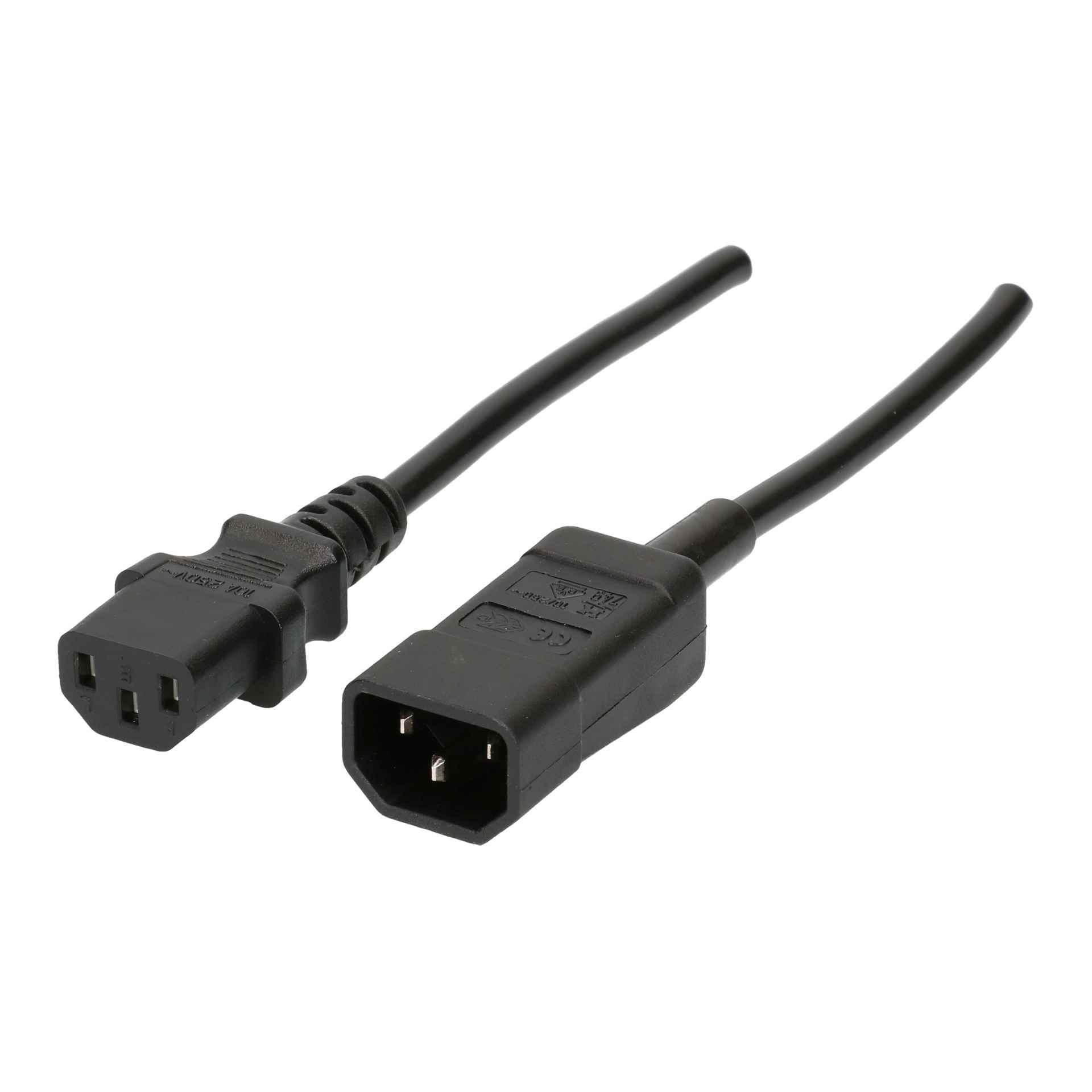TD-Apparateverlängerung H05VV-F3G0.75 1.5m schwarz C14/C13