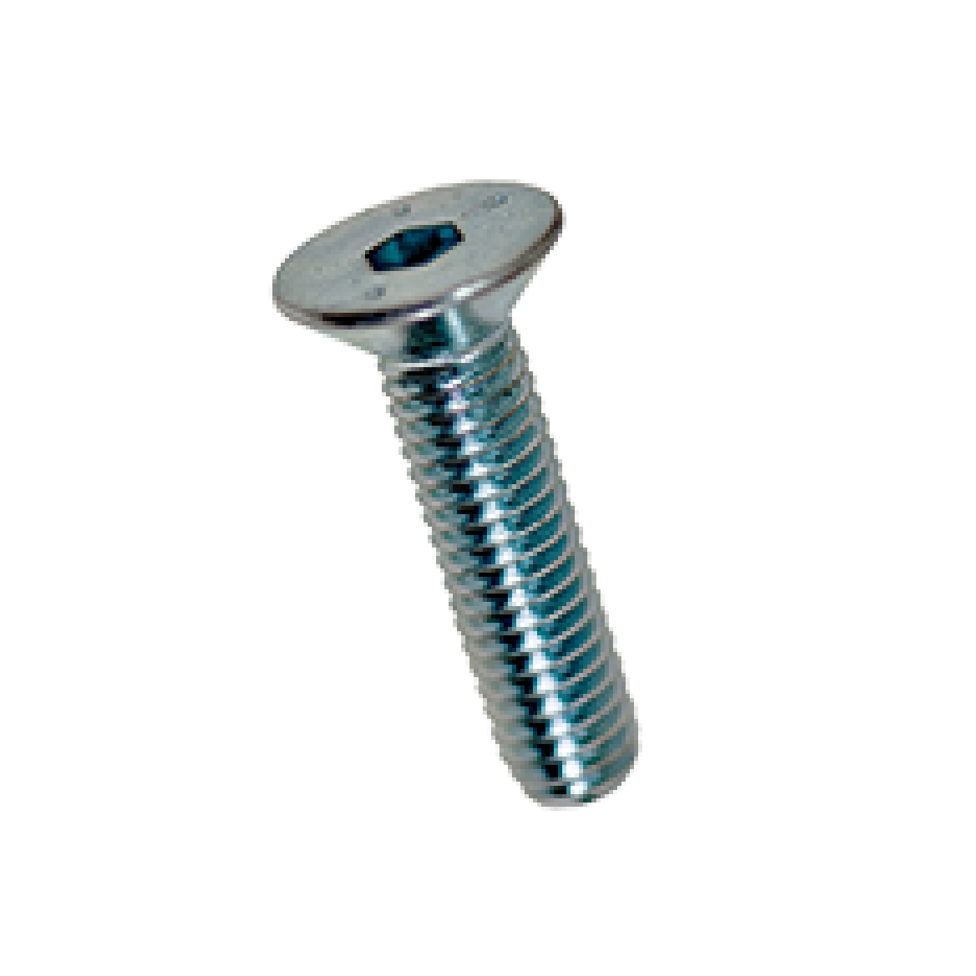 Countersunk screws, with hexagon socket, without shank, M6 x 25mm, steel 8.8, galvanised-blue