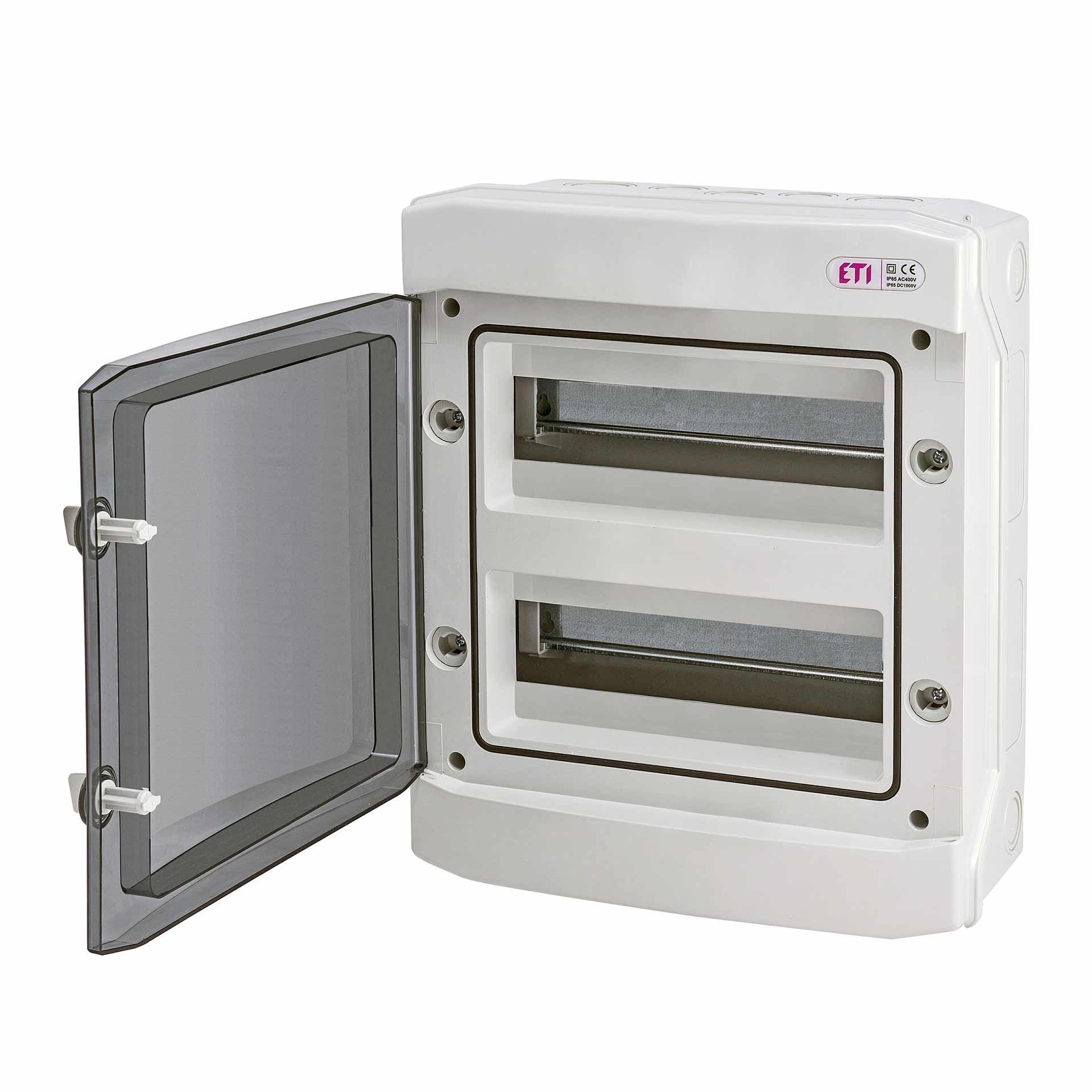 Aufputzverteiler "ECH" mit transparenter Tür, IP65, 2x12 Modul (24M)