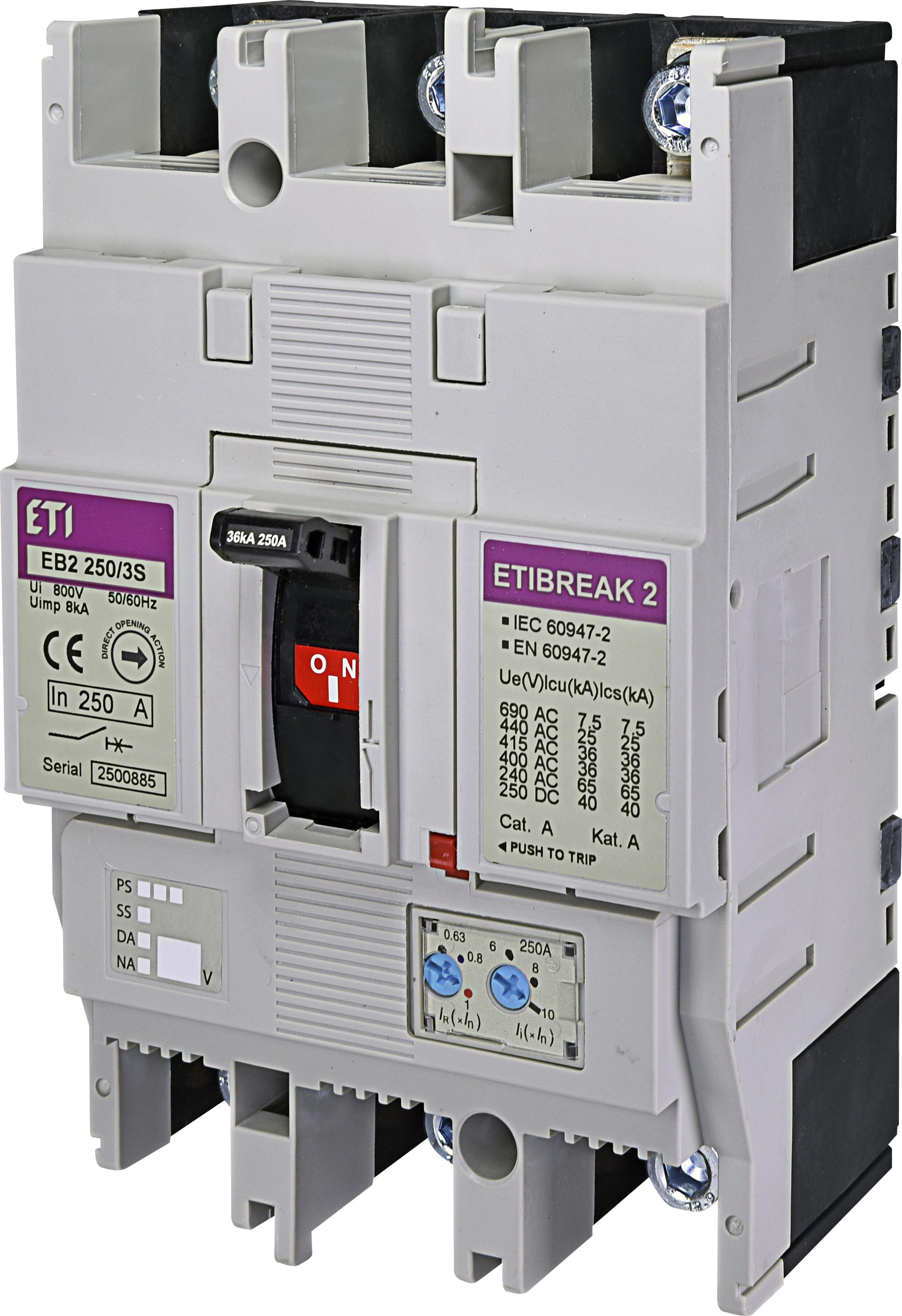 Leistungsschalter EB2 250/3S 250A, Icu 36kA / Ics 36kA