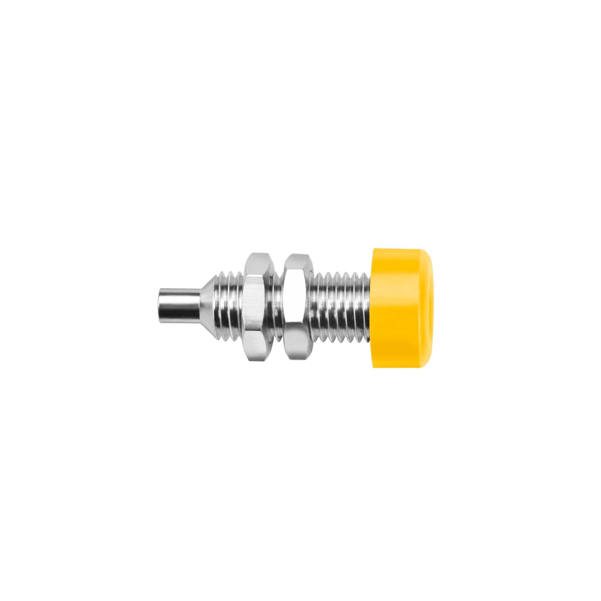 Einbaubuchse ø 4mm Isolierkopf aufgeschraubt, gelb