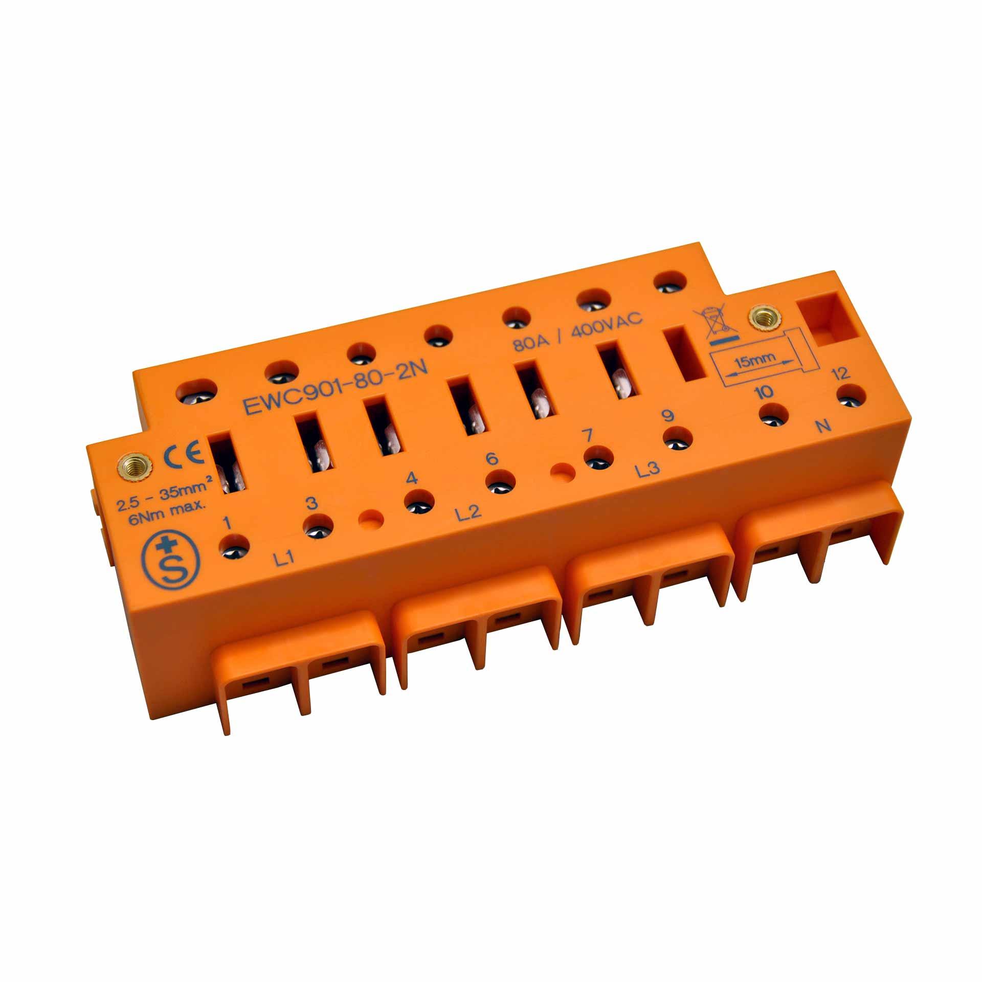 eweco Zähleranschlussklemme, EWC901-100-2N, 100A, 2.5-35mm2, 2N ohne TRE, S+ geprüft