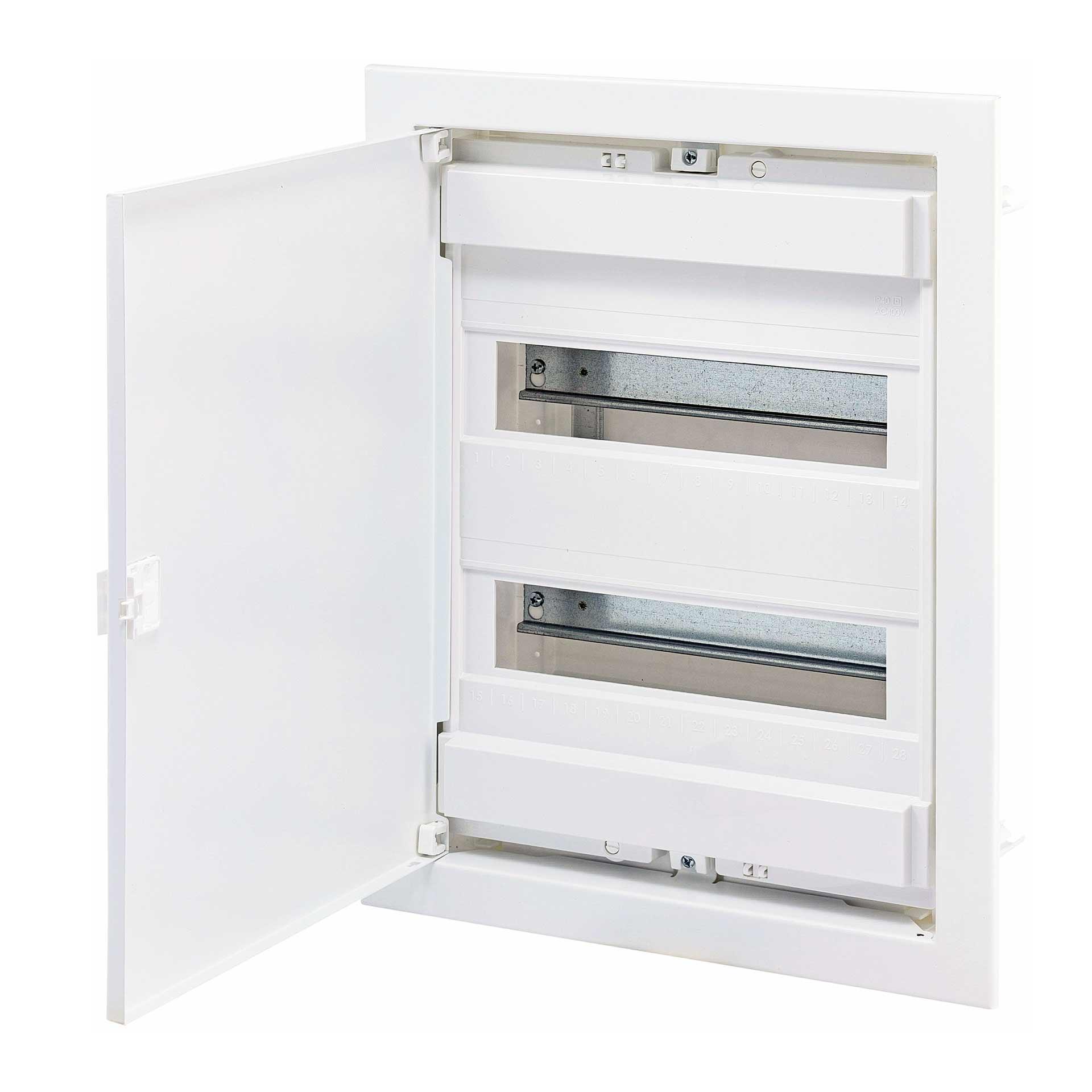 Unterputzverteiler mit weisser Metalltür "ECG-28H", 2x12 Modul (24M+4M)