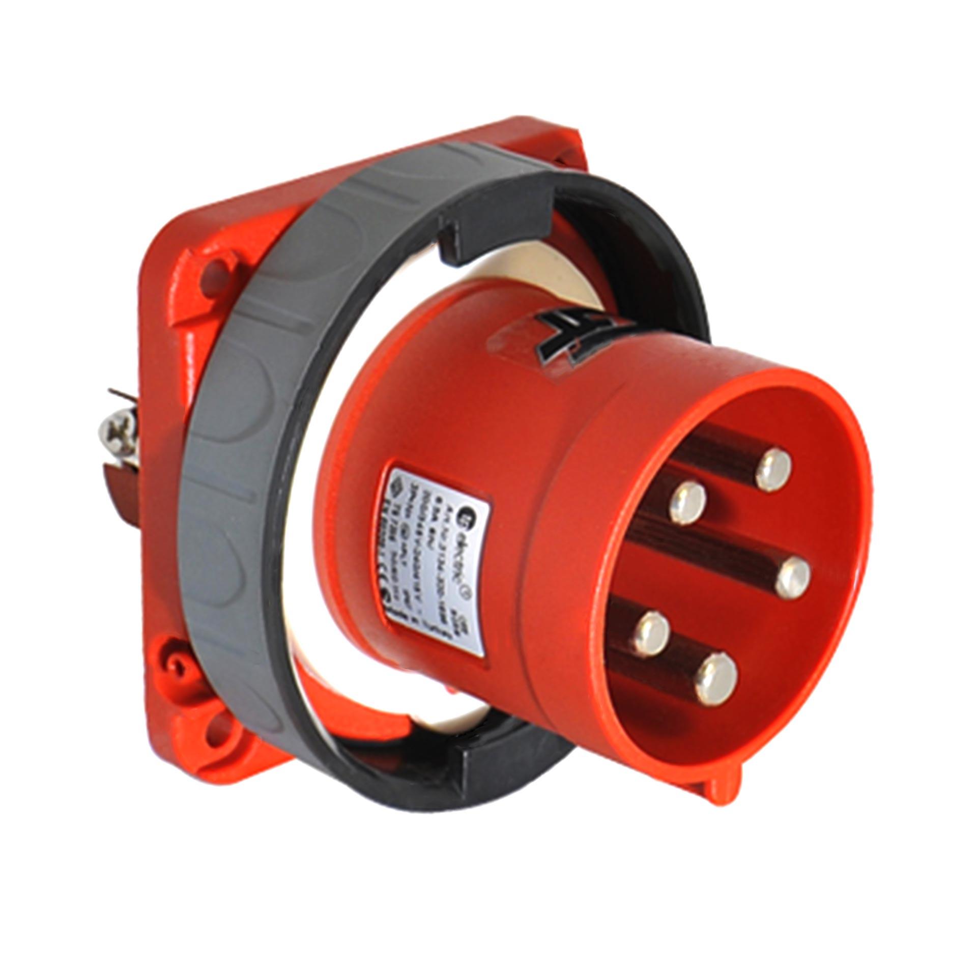 CEE Gerätestecker 63A 5P 6h, 3PNE 400V, IP67, gerade Ausführung, vernickelte Kontakte, Schraubklemme
