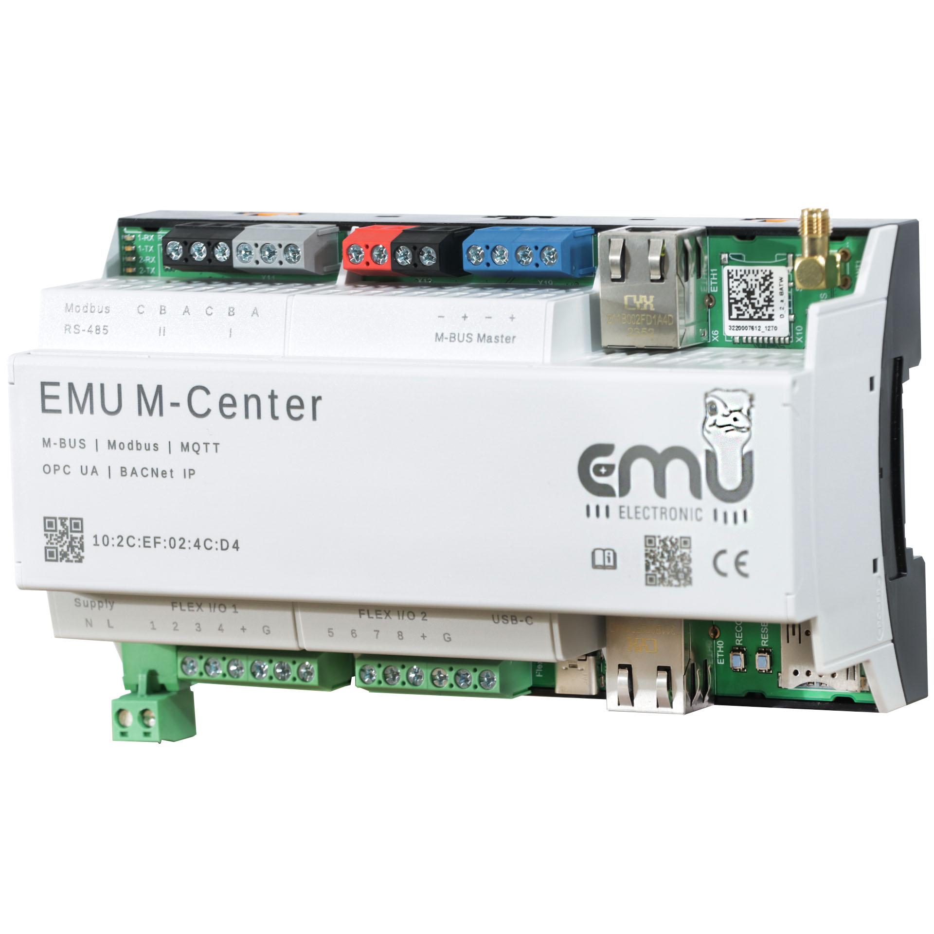 EMU M-Center (Datei-Logger) , DHCP, RJ45 Service Port, RS485, USB, Integriertes Modem