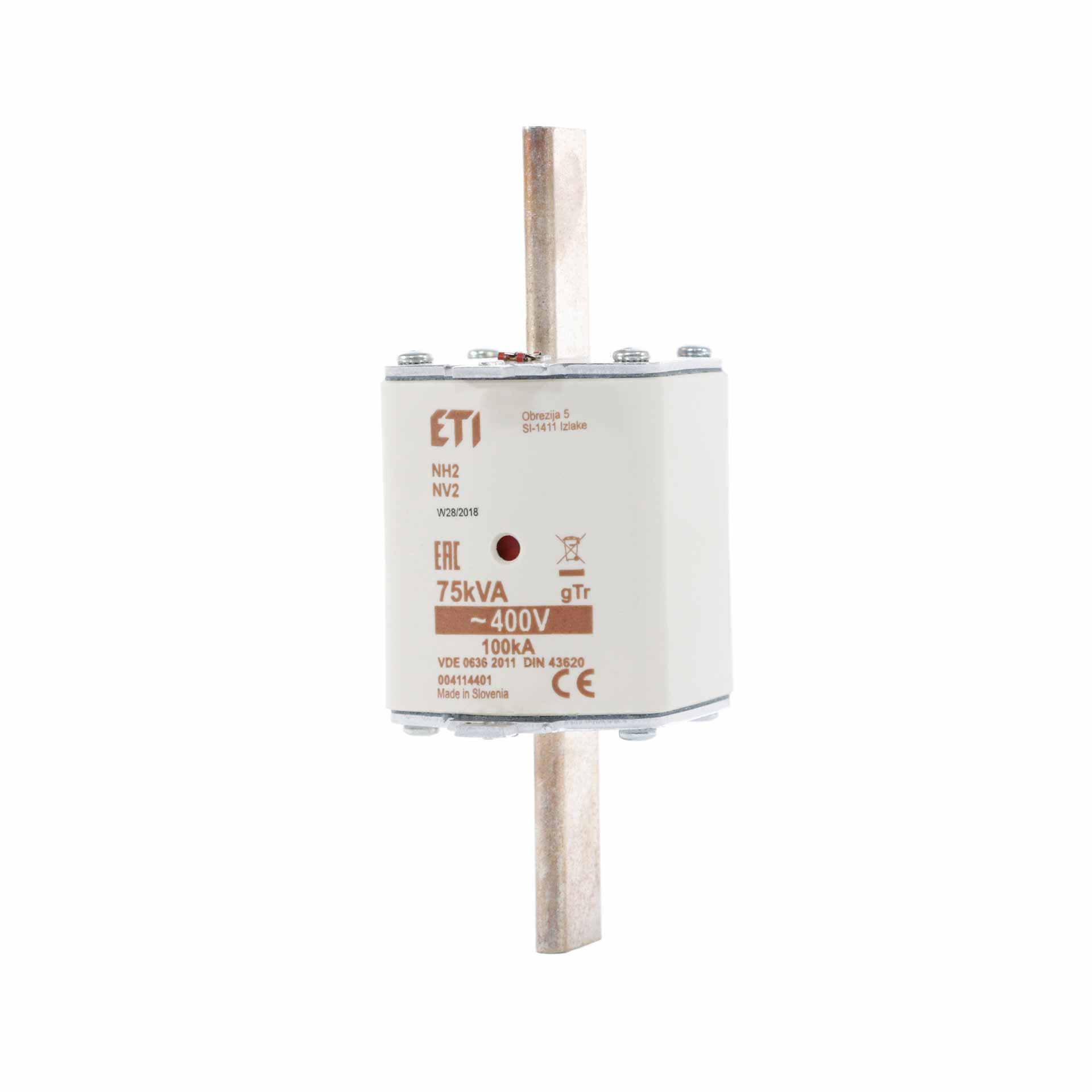 NH fuse size 2, 108A for transformer protection 75kVA, gTr