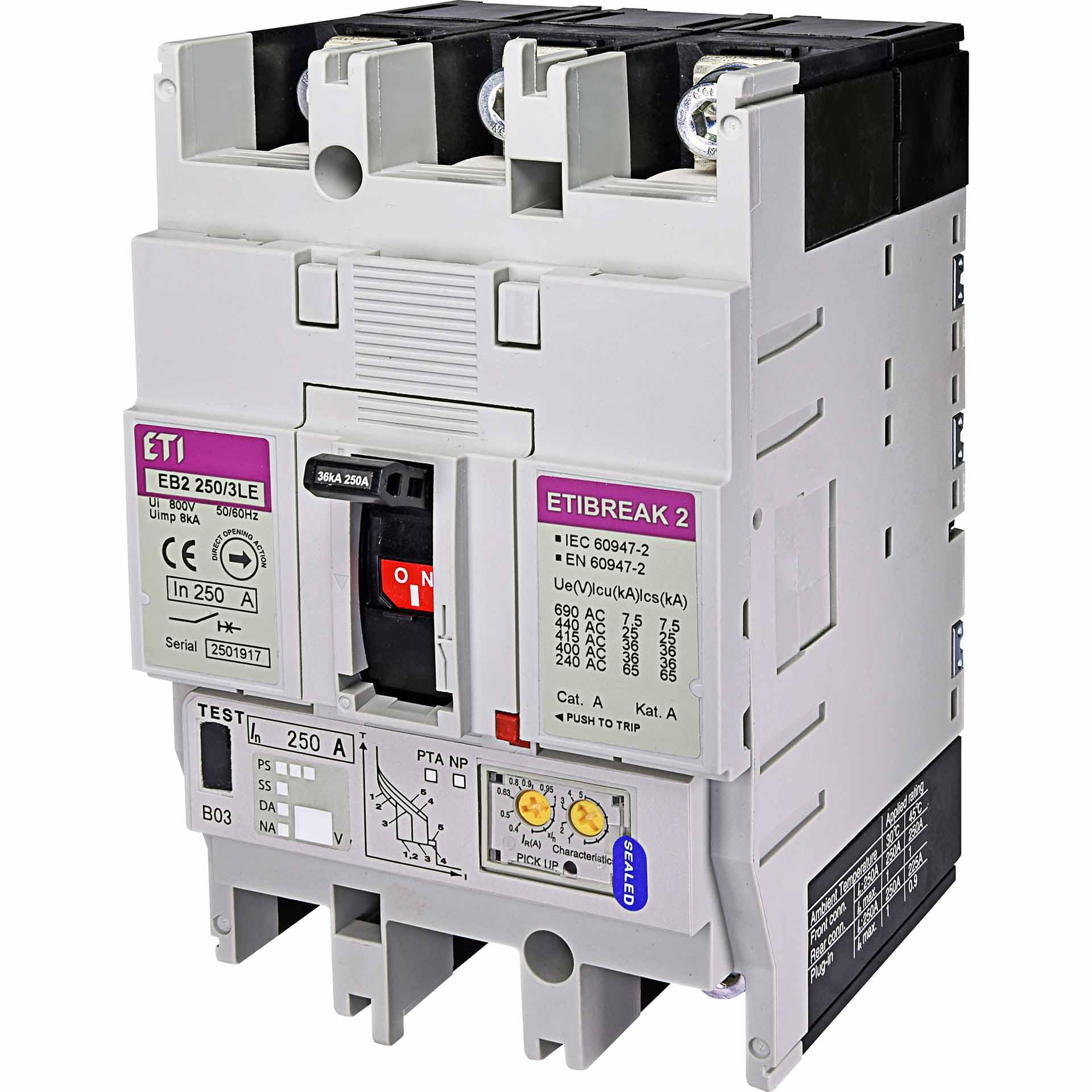 Leistungsschalter EB2 250/3LE 250A, Icu 36kA / Ics 36kA