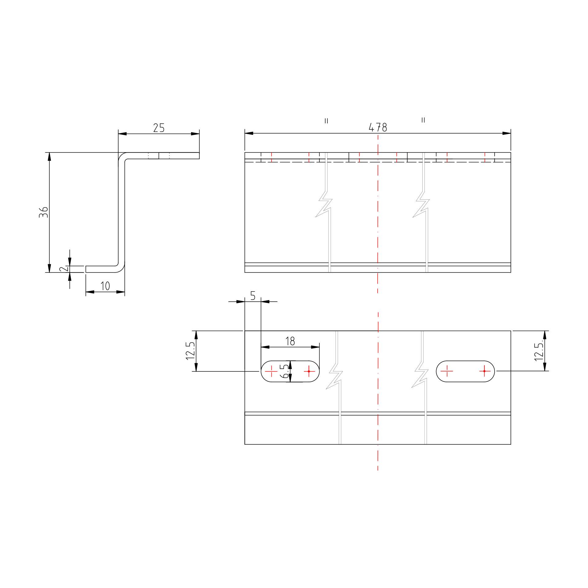 Z-Profil 10*36*25*478mm