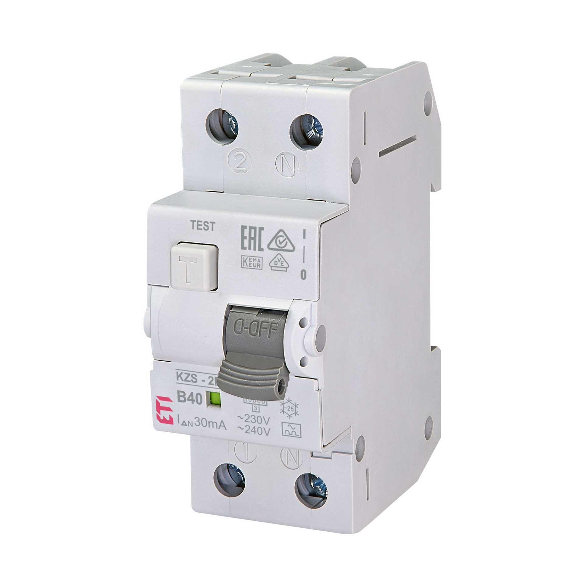 FI/LS,  KZS-2M, Typ-A, 1-polig+N, Charakteristik B / 40A, 10kA (0.03A)