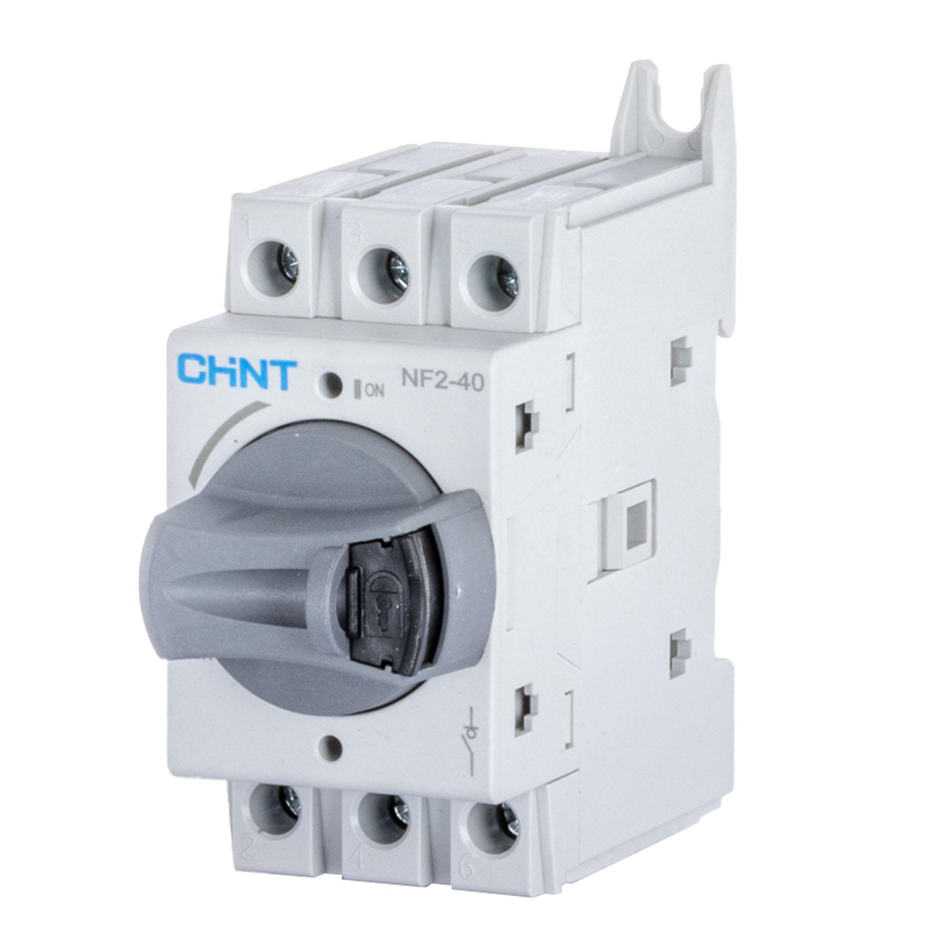 Chint Lasttrennschalter DIN 40A, 3P, 690V AC, IP20, mit abschliessb. grauem Drehgriff, NF2-40/3DIR