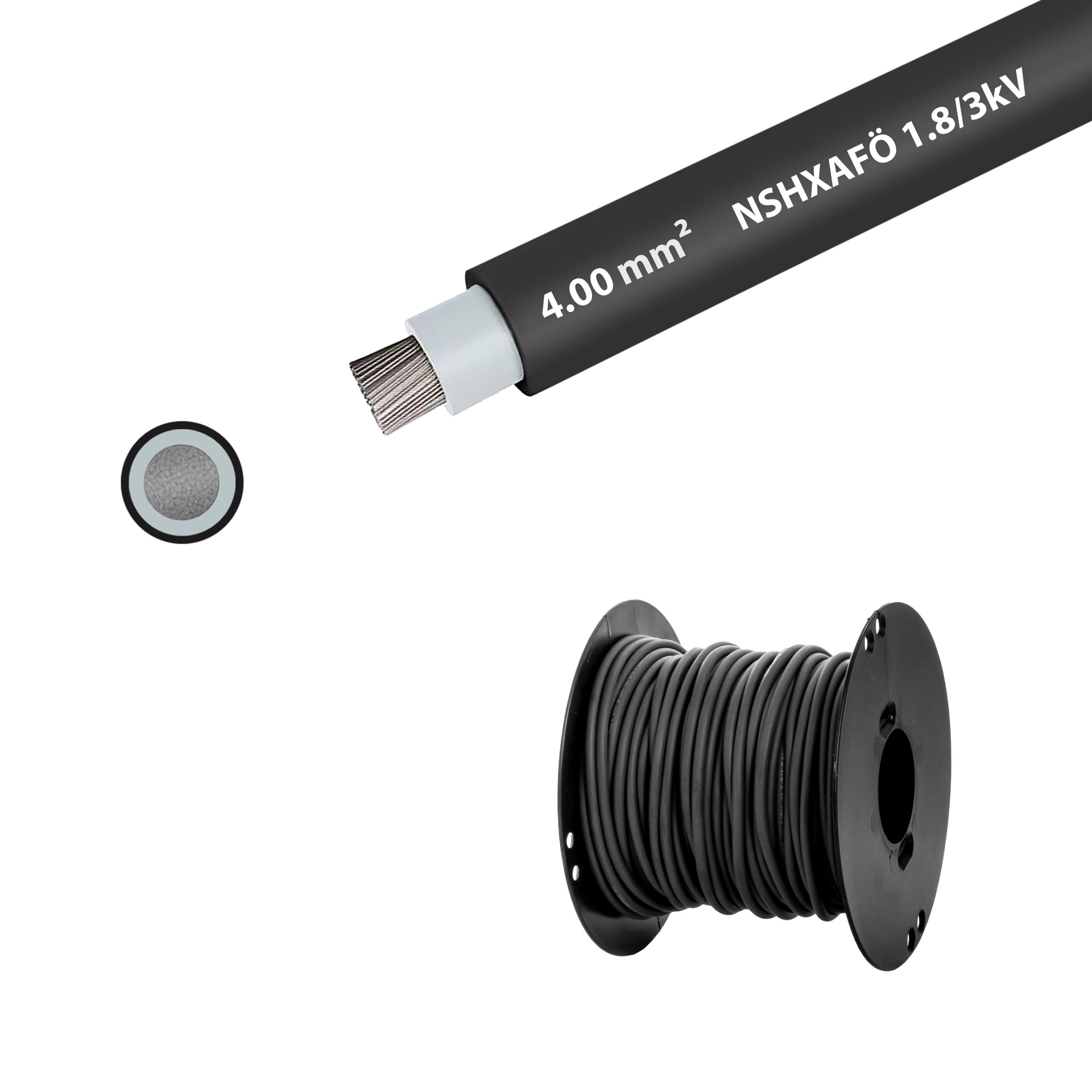 Hochspannungslitze verzinnt NSHXAFÖ 1.8/3kV, 4mm2, halogenfrei, schwarz