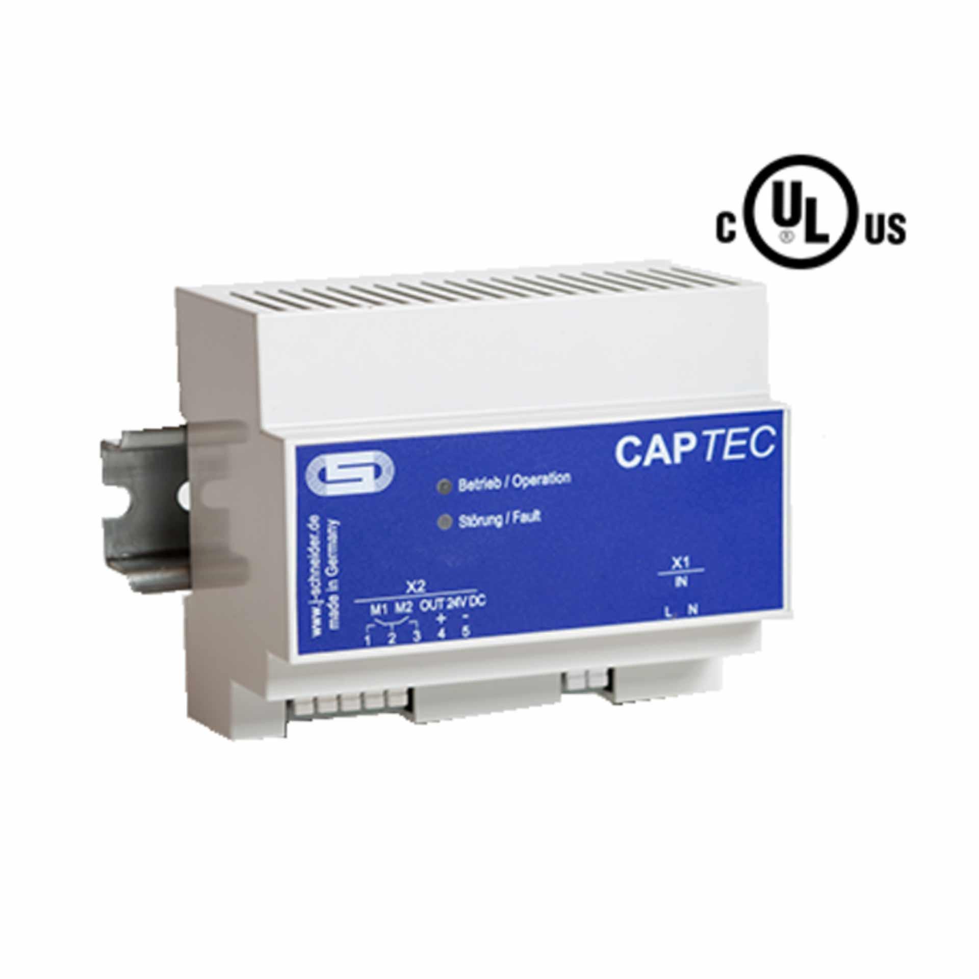 Industrielles DC-Puffermodul, AC Captec 2401, Eingang: 110/230VAC, Ausgang: 24VDC, 1A, Puffer 600Ws