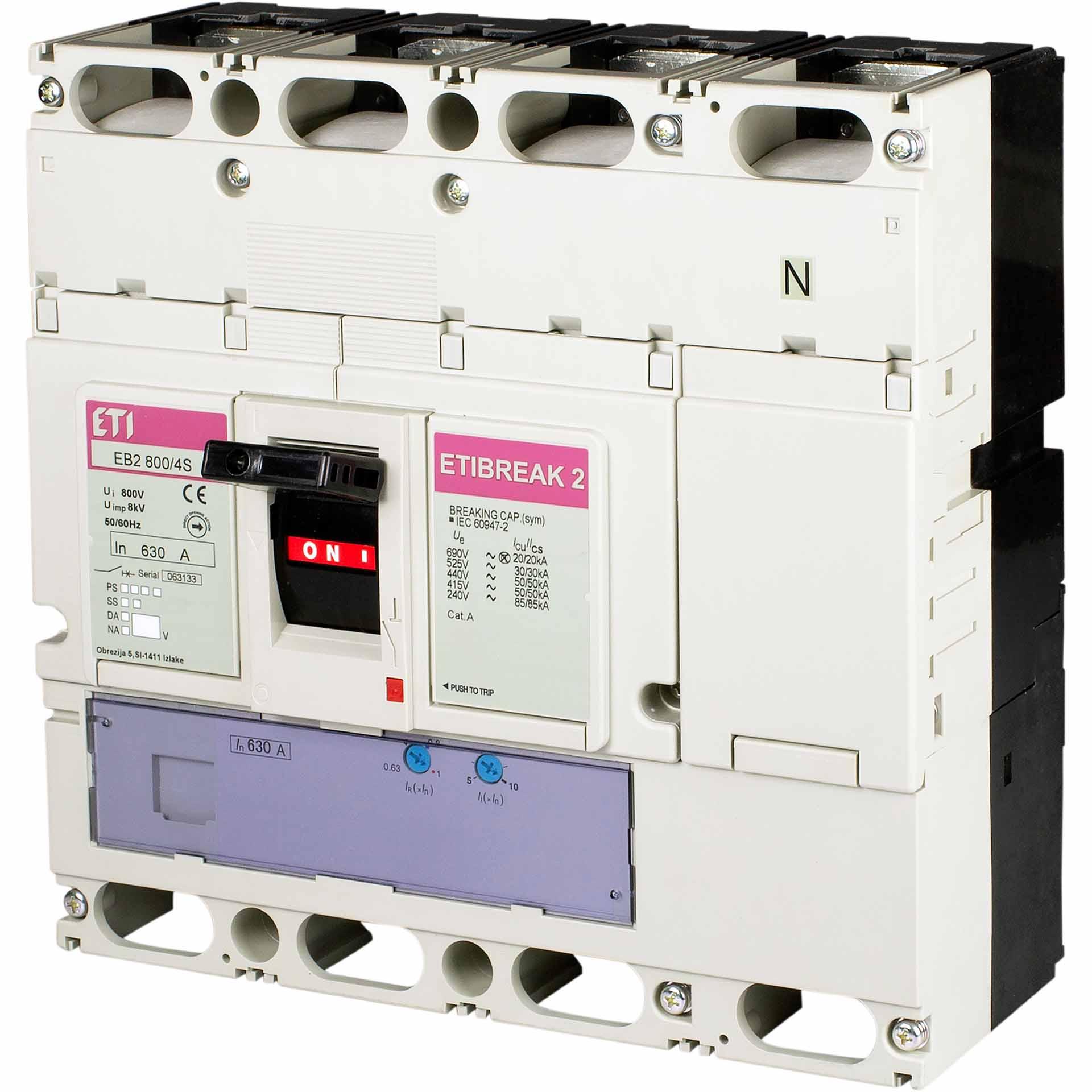 Leistungsschalter EB2 800/4L 800A, Icu 36kA / Ics 36kA