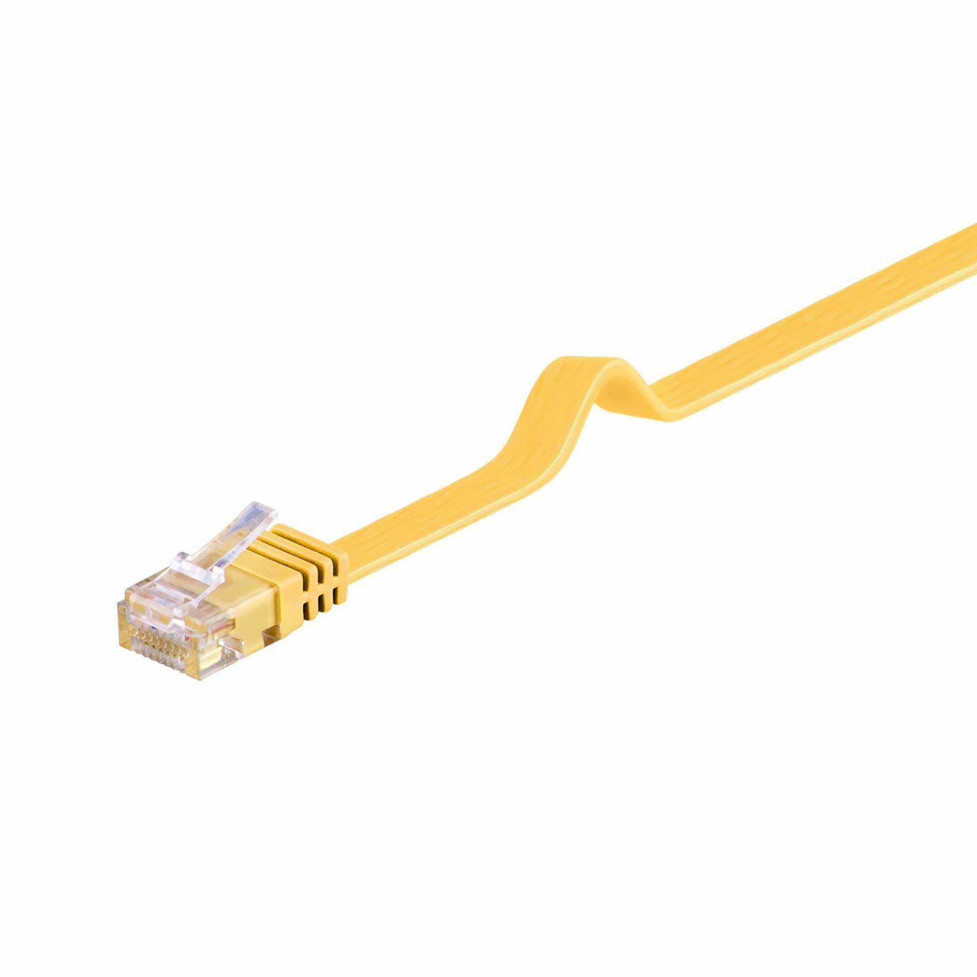 CAT 6 Flach-Patchkabel, RJ45, U/UTP, gelb, 1500mm
