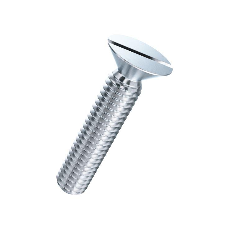 Senkschrauben mit Schlitz DIN 963A-4.8 verzinkt blau M6x14mm