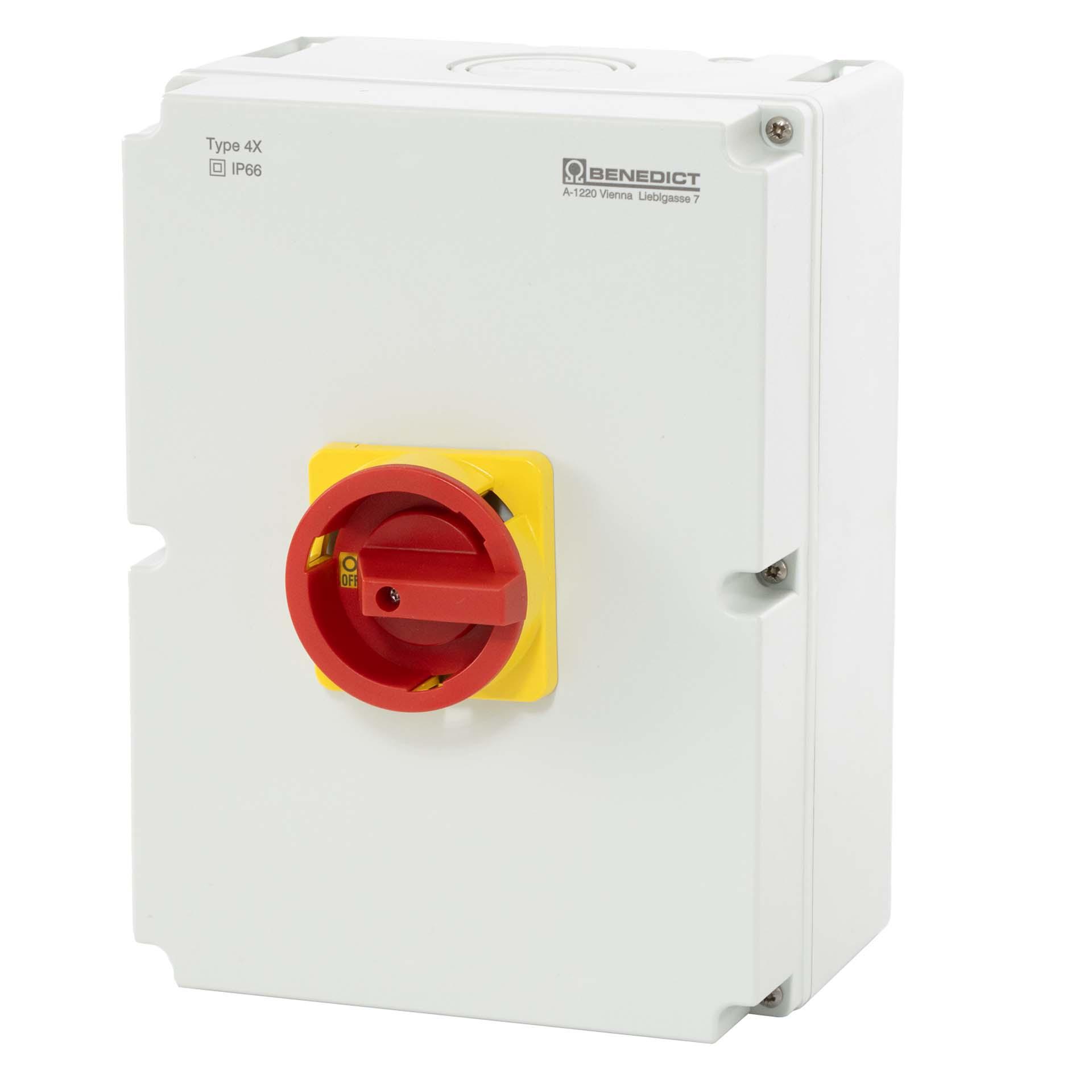 AP-Hauptschalter NOT-AUS 4-polig 80A, PF3 Gehäuse, M50, 22 kW